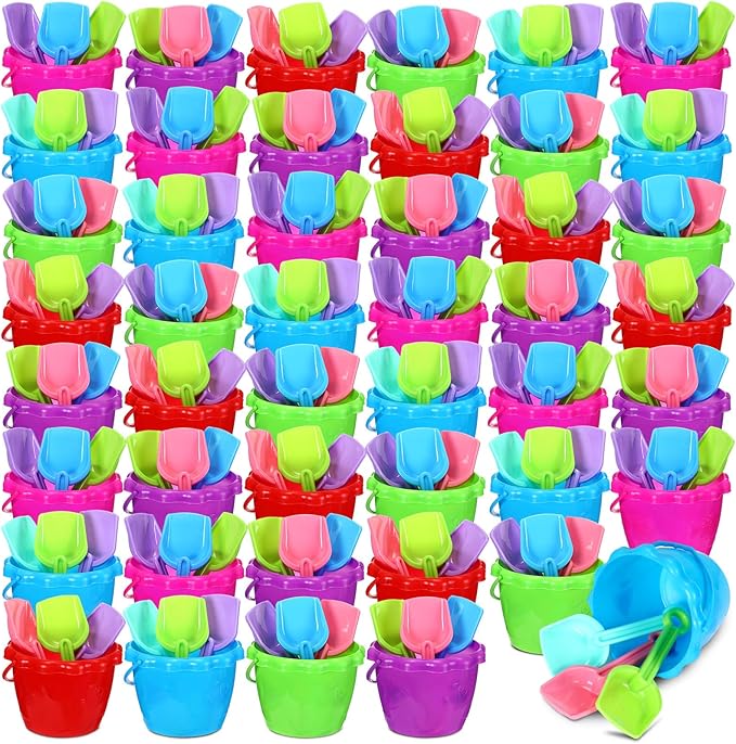 Jerify 96 Pcs 6.3 Inch Plastic Beach Pails Sand Buckets and