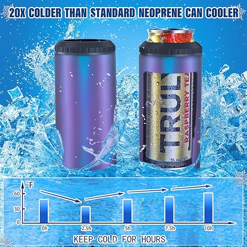 Miniatura 9 de Enfriador de latas delgado 3 en 1 para latas delgadas de 12 onzas, latas regulares y botellas de cerveza, mantiene el frío durante 6 horas, aislante