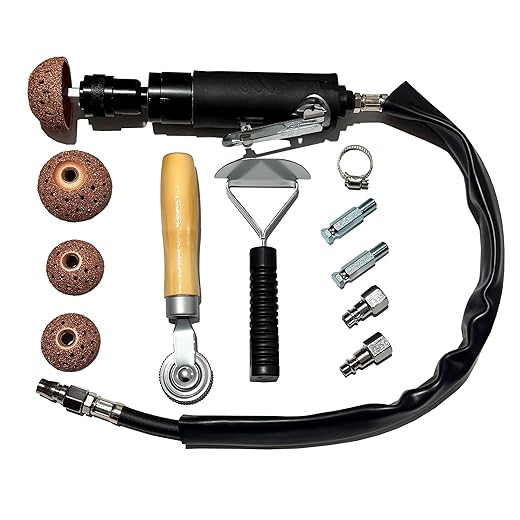 Car Air Tire Repair Polish Patch Tools Set, Include 2500rpm Low Speed Air Tire Buffer Tire Inner Liner Scrapper Patch Roller Tungsten Steel Buffing Wheel Head 40mm 55mm
