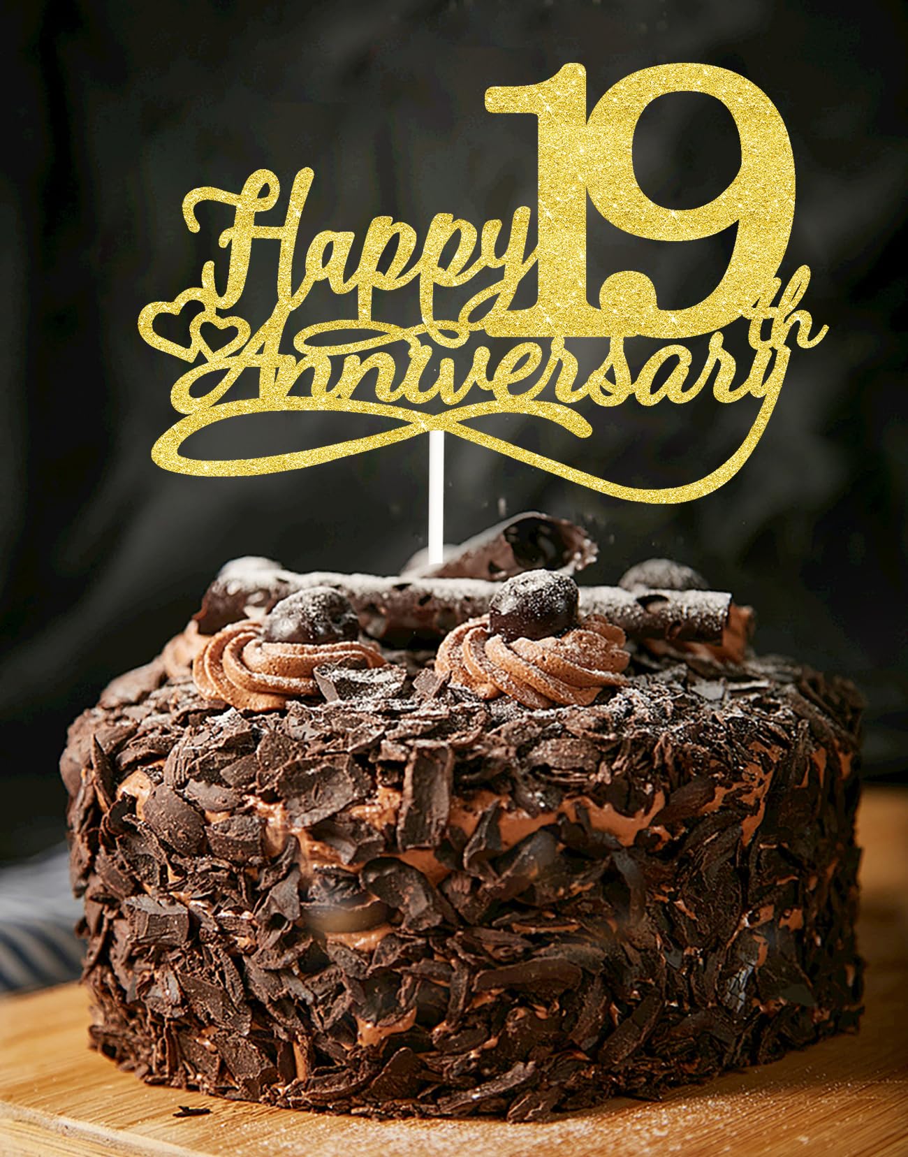 Happy 19th Anniversary Cake Toppers - Wedding Anniversary Decorations, Party Decorations Nineteen