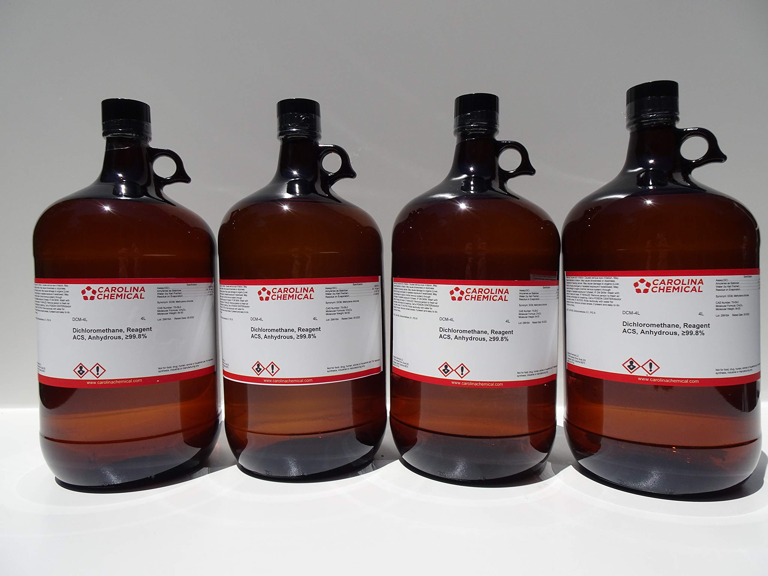 Dichloromethane (Methylene Chloride) Anhydrous, Reagent ACS, ≥99.8%, 4L X 4