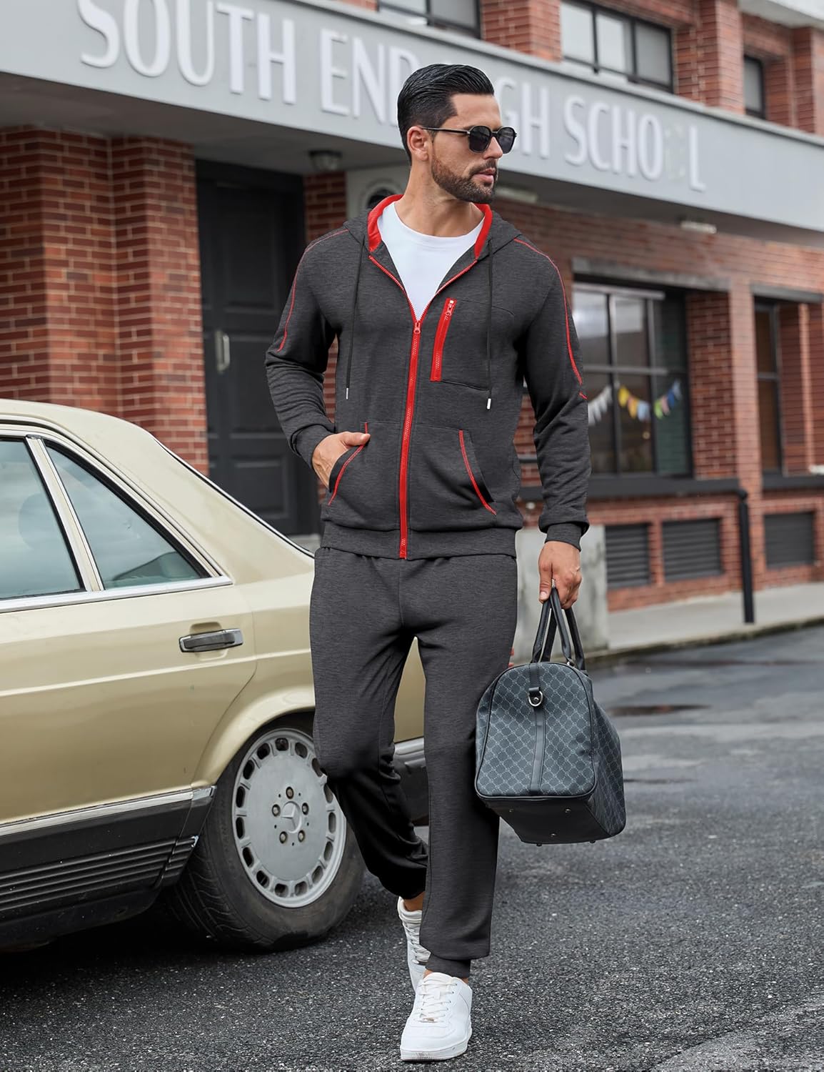 LecGee Men's Full zip Hooded Jacket and Jogger set Casual Hoodie Long Sleeve Sweatshirt & Pants 2 Piece Sports Tracksuit - Image 6