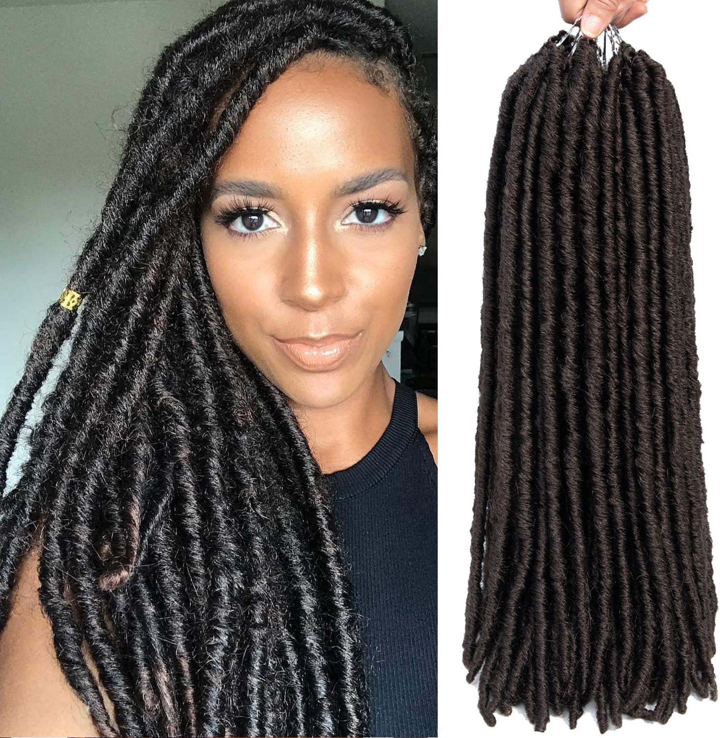 Callia Dreadlock Crochet Hair 18 Inch Crochet Dreadlocks Faux Locs Crochet Hair 6 Packs Dreadlocks Crochet Braids for Black Women Bomba Faux Locs Dread Synthetic Dreadlocks Braids 4#