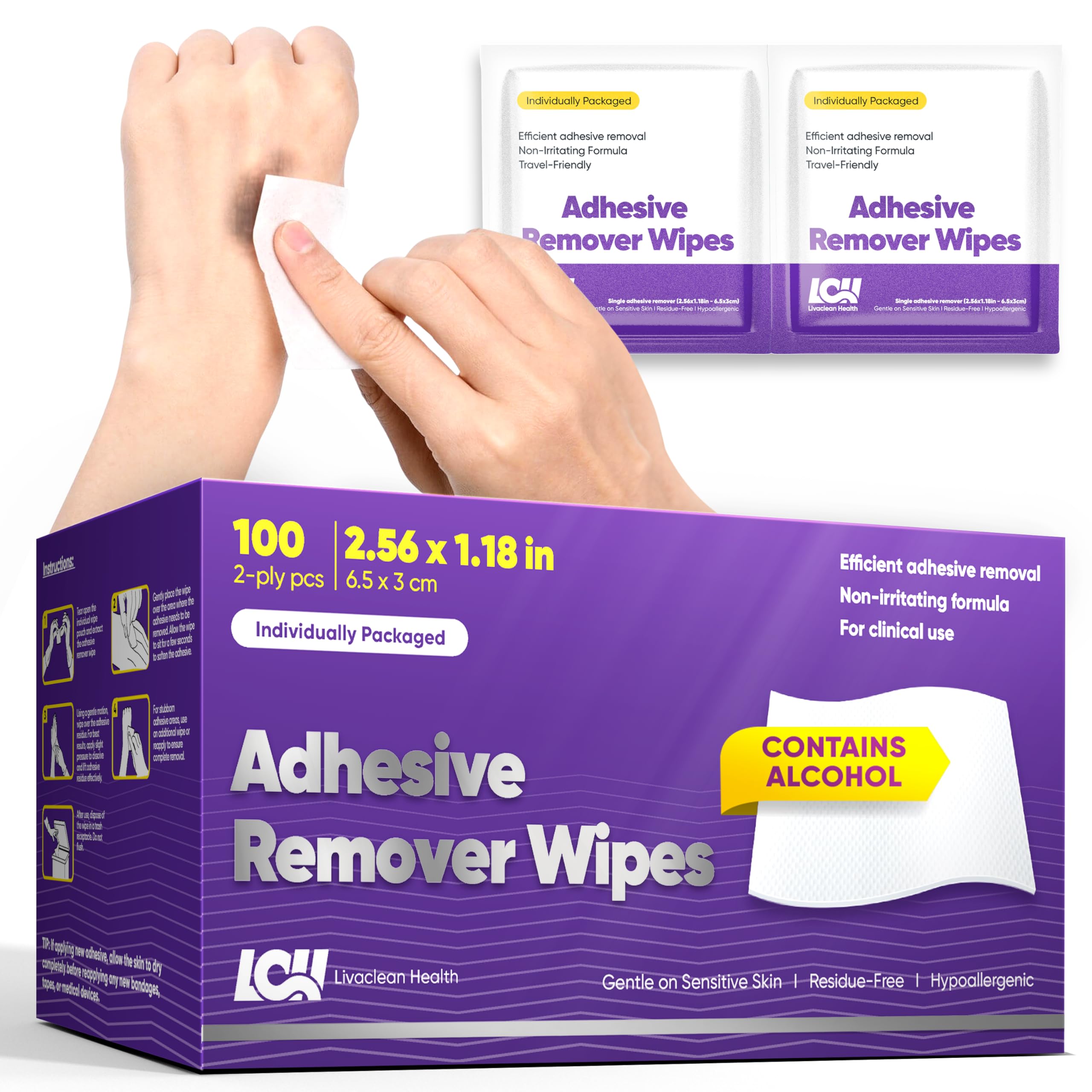Sponsored Ad – Adhesive Remover Wipes for Skin 100 CT – Medical Adhesive Remover for Tape, Plaster & Sticky Residue – Individually Wrapped, Non-Greasy 2-Ply 2.56x1.18in (6.5x3cm) Skin Wipes