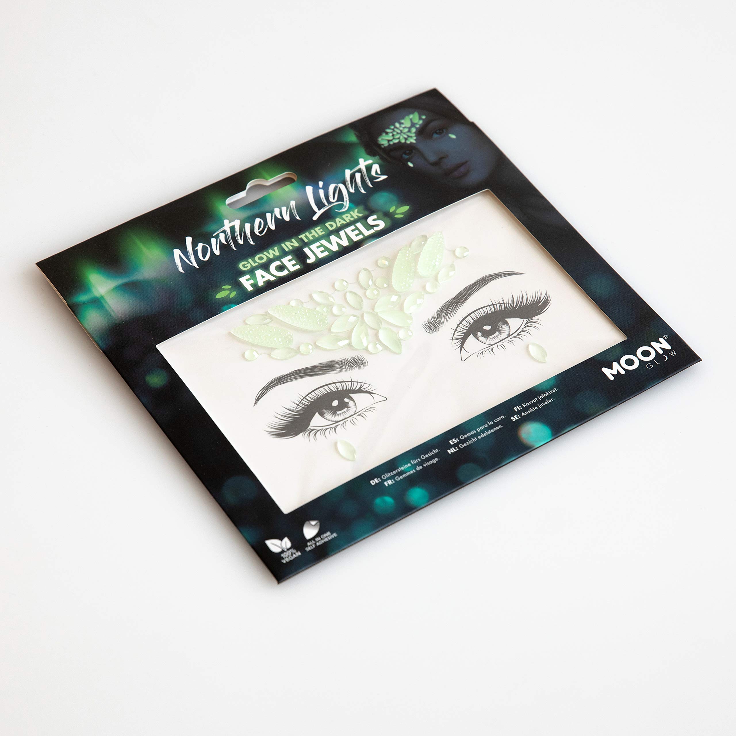 Glow in the Dark Face Jewels by Moon Glow, Festival Face Body Gems, Crystal Make up Eye Glitter Stickers - Image 2