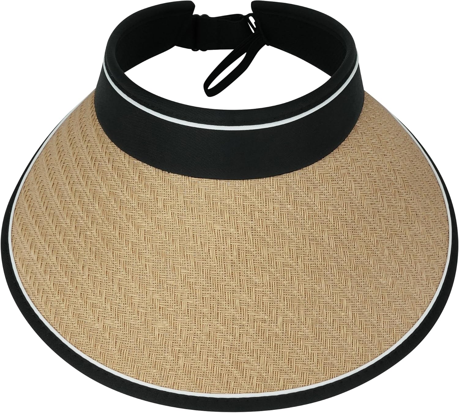 CLAPE Wide Brim Straw Visor Hat for Women, Lightweight Sun Protection Summer Beach UV Sun Hats with Open Back for Ponytail - Image 3