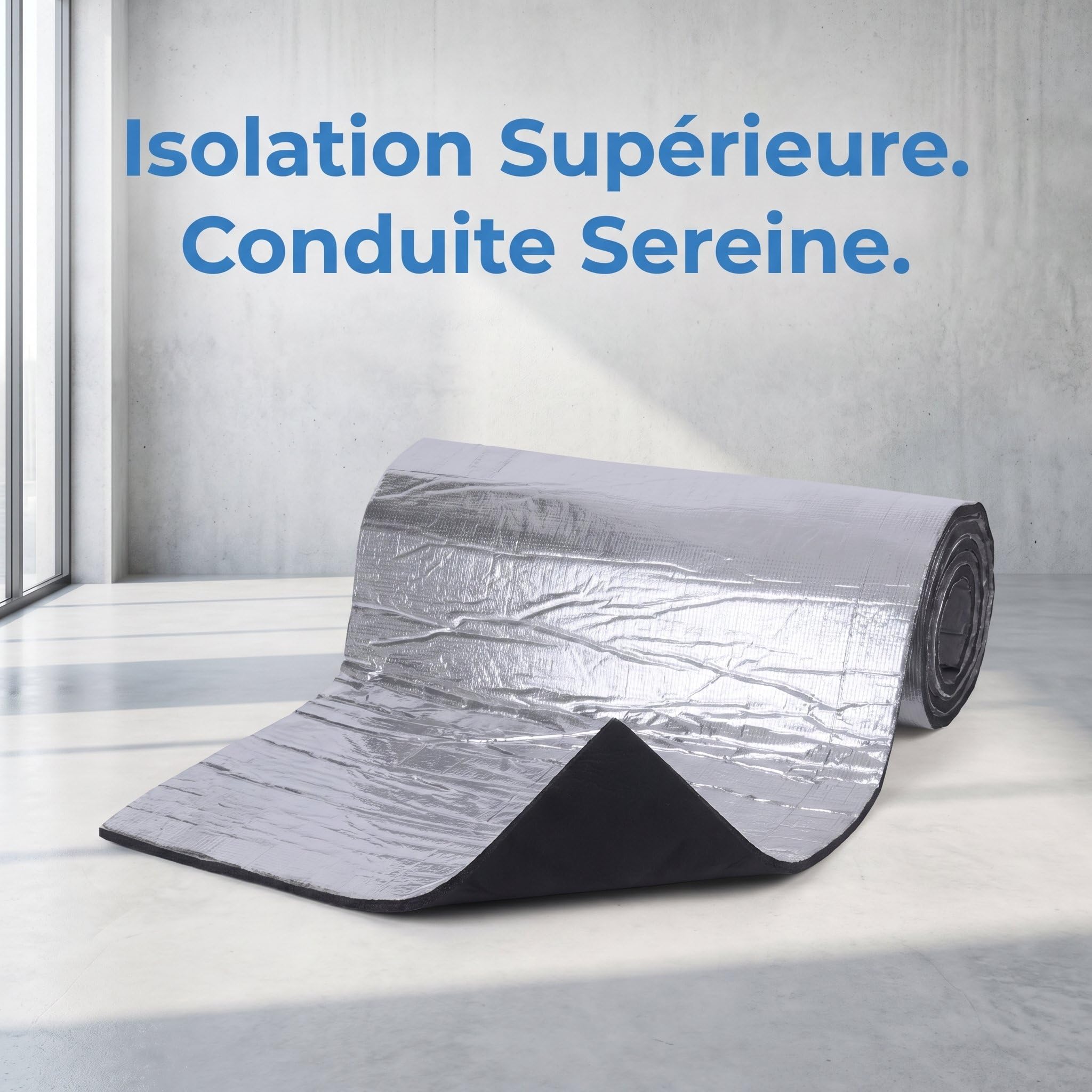 F Fityle Isolant Thermique Auto-Adhésif, Tapis d'Isolation Phonique et Thermique, Auto Tapis d'Isolation Acoustique Feuille Caoutchouc Aluminium, Imperméable, Compatible Voitures/Camions, 5mm