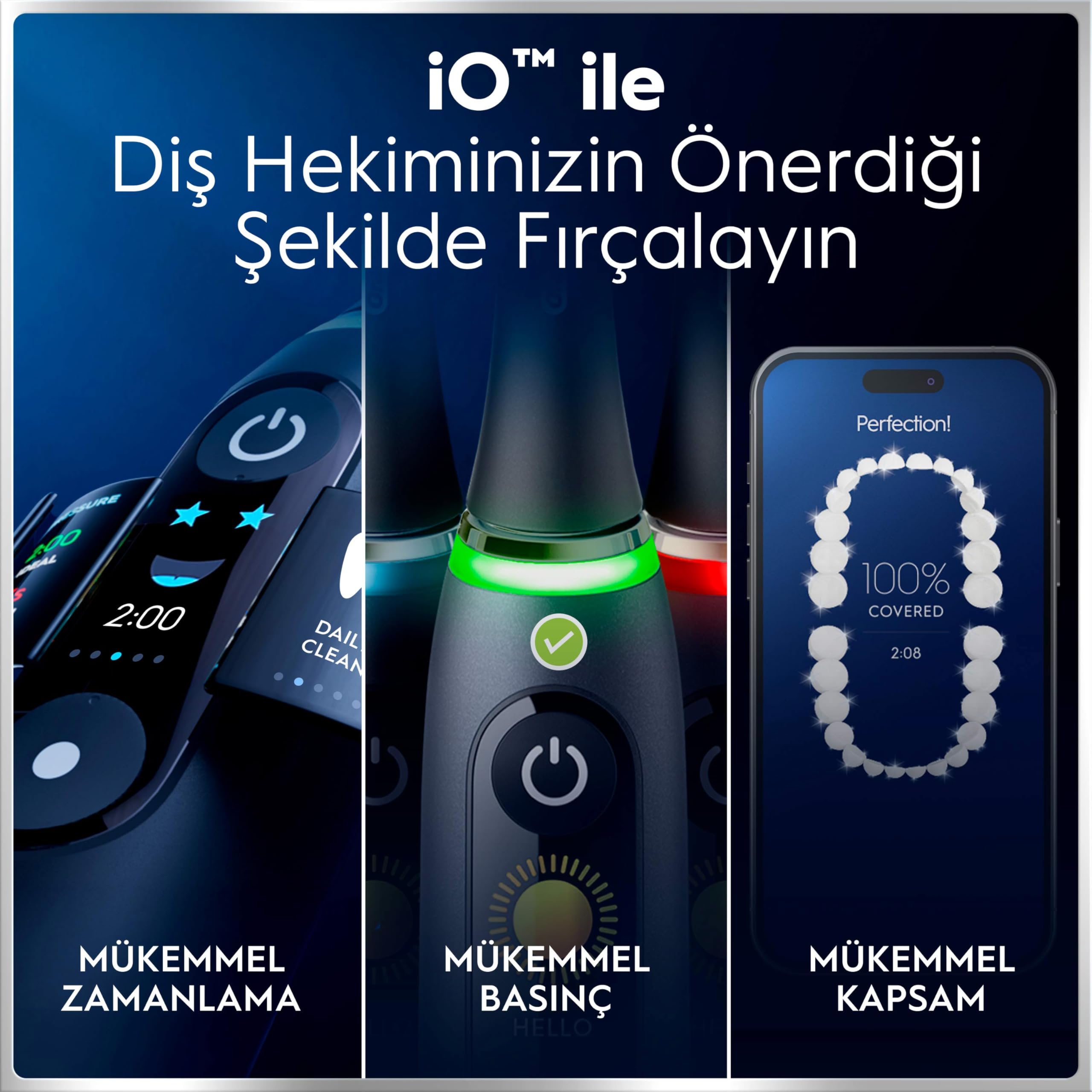 Oral-B iO6 Siyah Şarjlı/Elektrikli Diş Fırçası, 2 Fırça Başlığı, Uzun Ömürlü Pil, Premium Seyahat Kabı, Yedek Başlık Kabı
