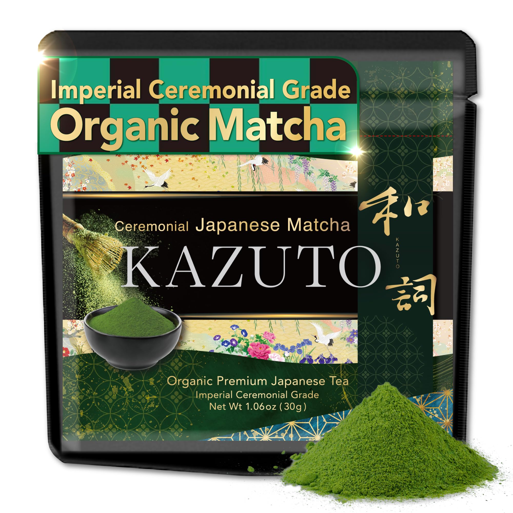 Kazuto Imperial Ceremonial Grade Matcha Green Tea Powder - Premium First Harvest Single Origin USDA Organic Gluten-Free Vegan