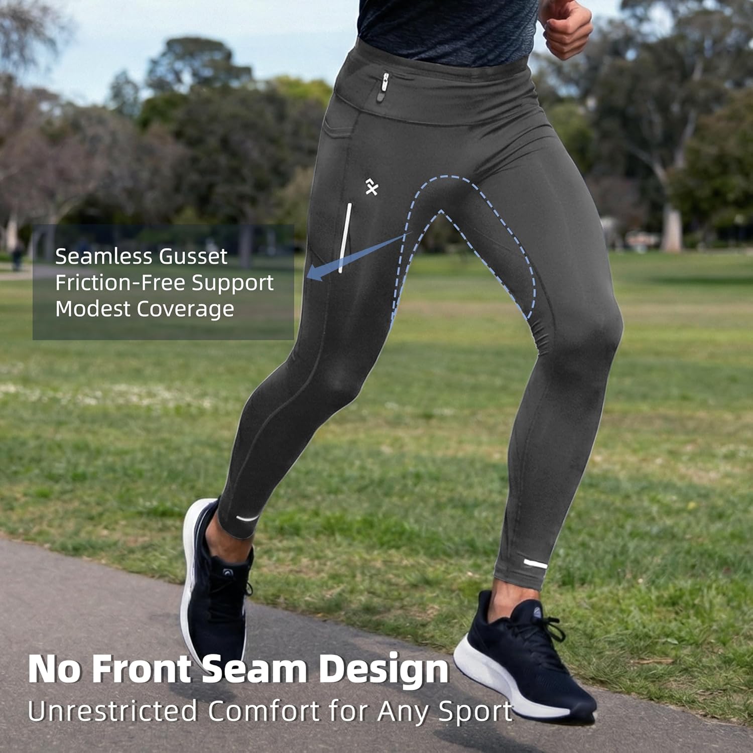 Men's Running Tights with 6 Pockets Compression Winter Running Pants for Men Reflective Thermal Leggings for Jogging - Image 8