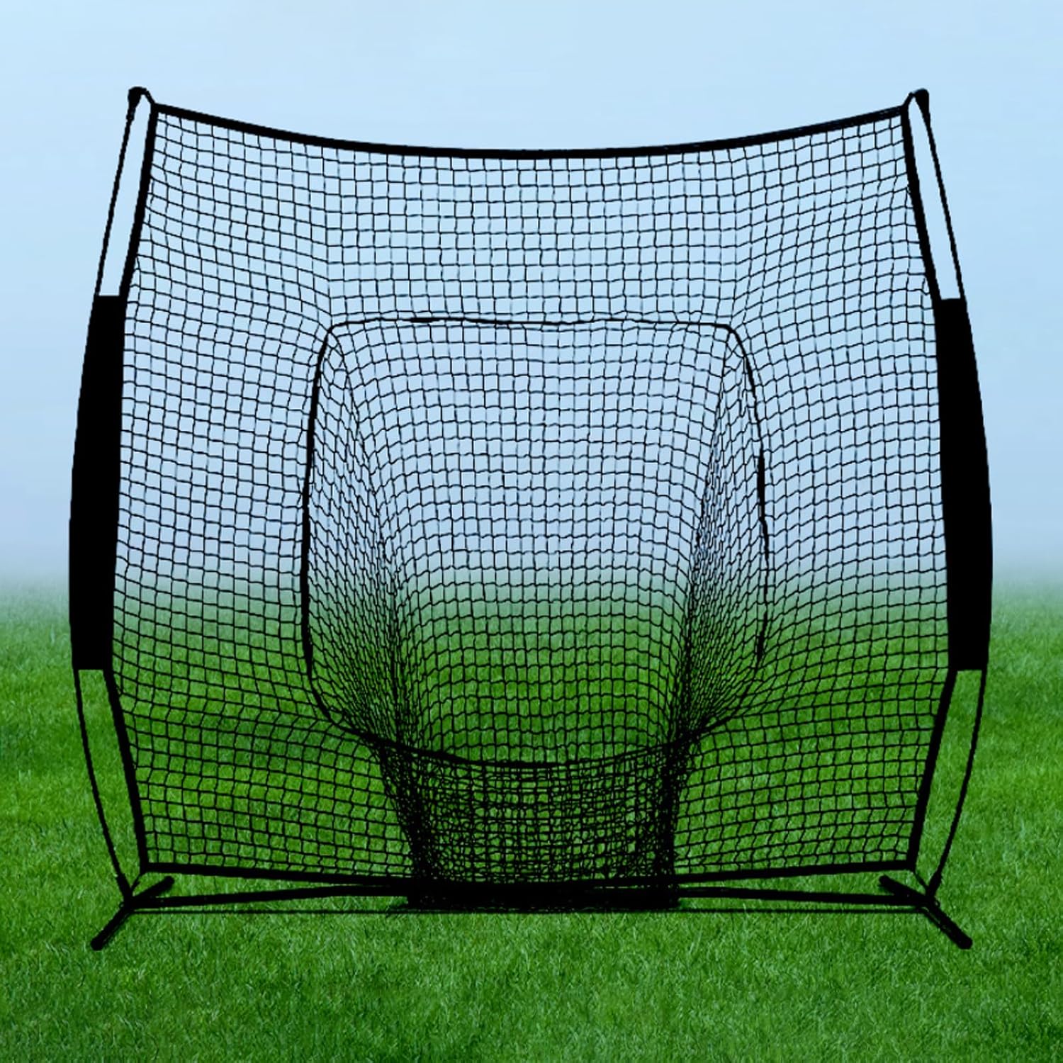 7'×7' Baseball Softball Practice Net with Strike Zone and Carry Bag, Batting Tee, Baseball Backstop Practice Net for Pitching Batting Catching for All Skill Levels