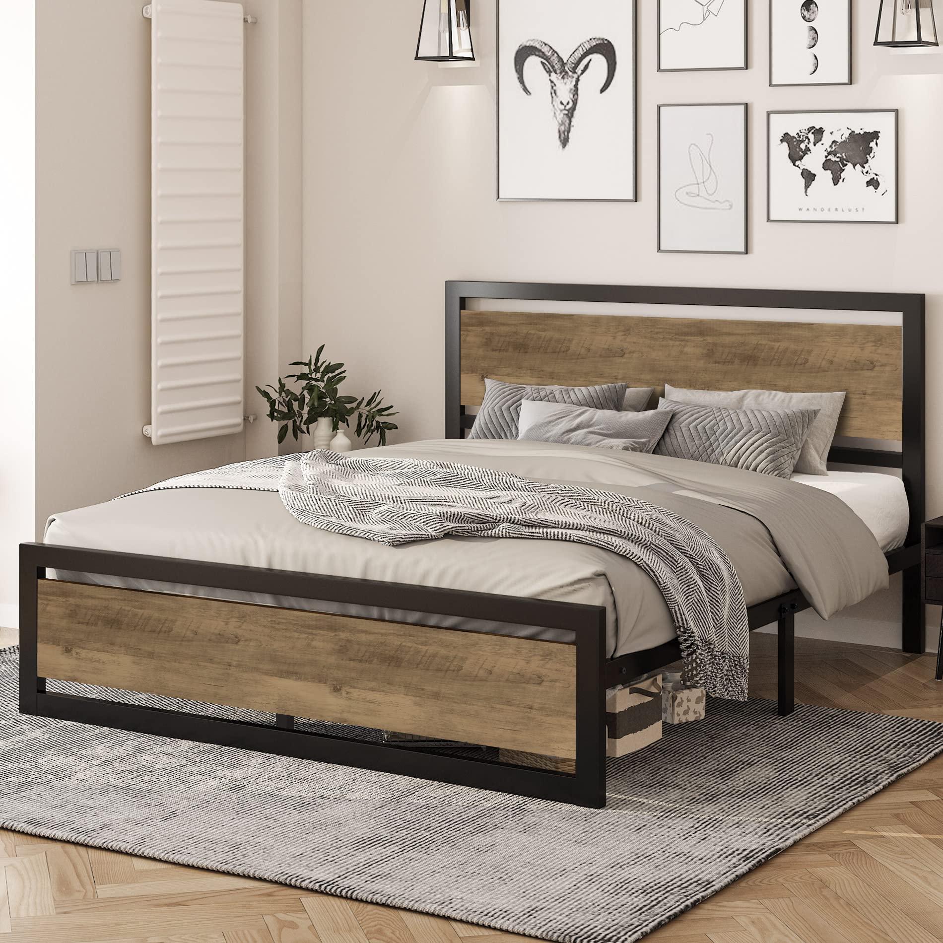 Buy IMUsee Full Bed Frame with Headboard, Platform Bed Frame Full Size