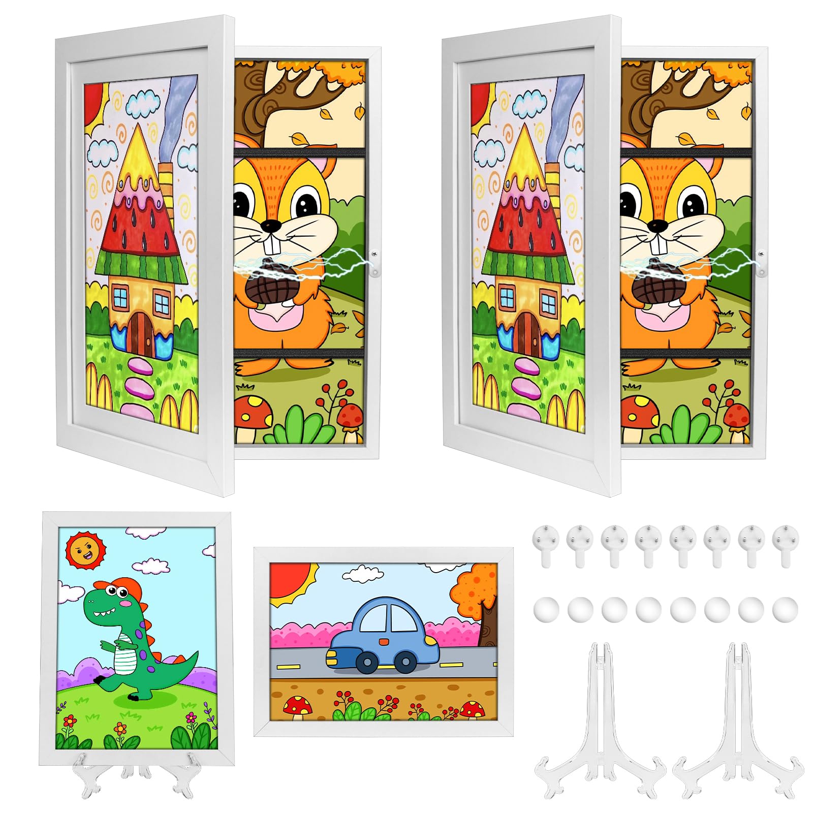 Befüllba Cornice Portafoto Per Bambini A4 - 2 Pezzi In Legno, Apribile Con Magnete, Per Progetti Artistici