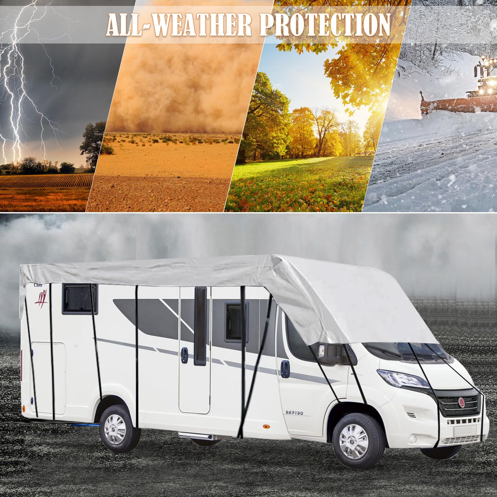 Housse de Toit de Protection pour Camping Car, 210D Imperméable Bâche de Caravane, 8,5 X 3 Mètres/28 X 10 Pieds Bâche de Protection de Toit pour Caravanes (8.5 x 3 m/334 x 118 Pouce)