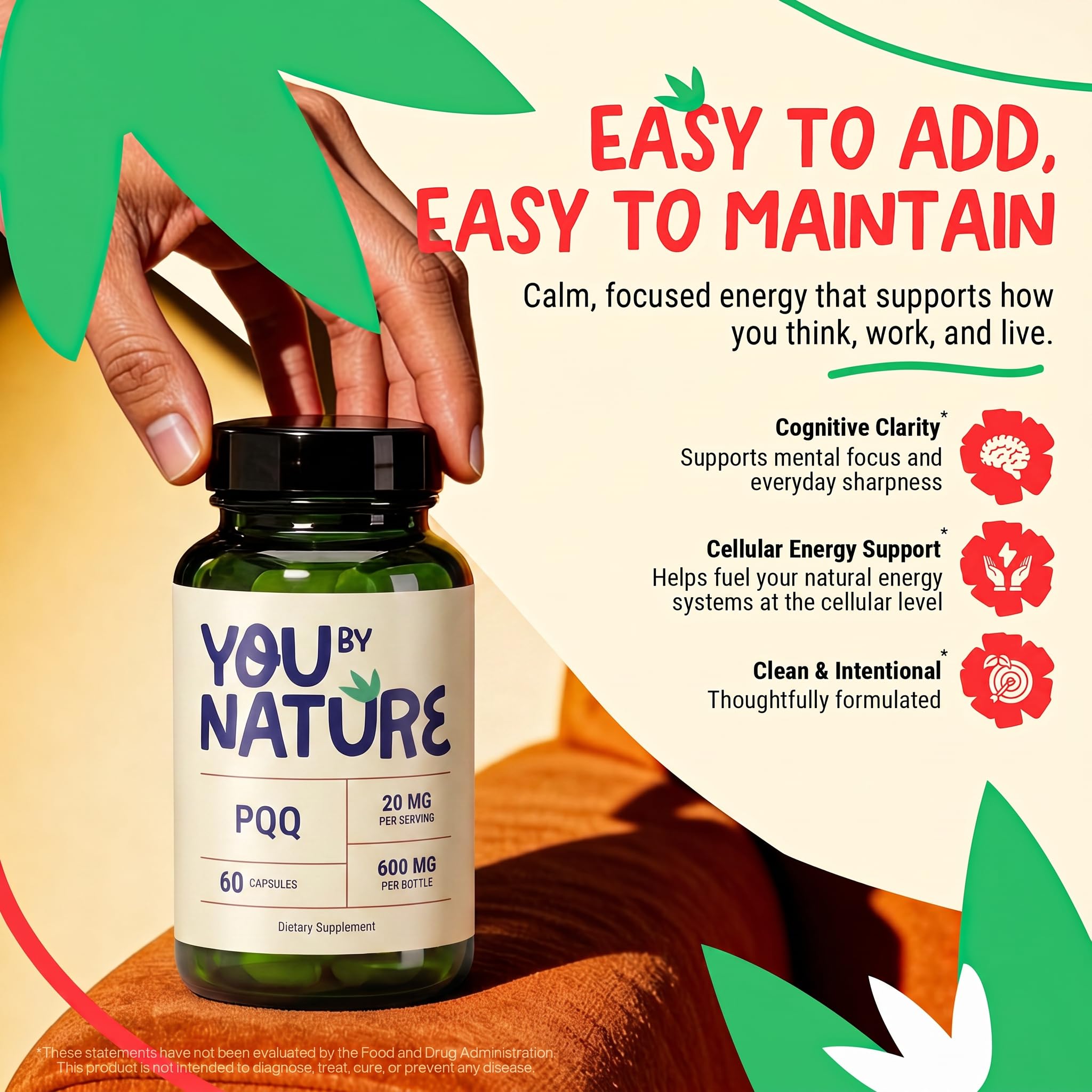 PQQ Supplement 40mg - Pyrroloquinoline Quinone Veggie Capsules for Cellular Energy Support, Clean Formula, Gluten Free, 60 Capsules, 30 Servings — Amazon image 6