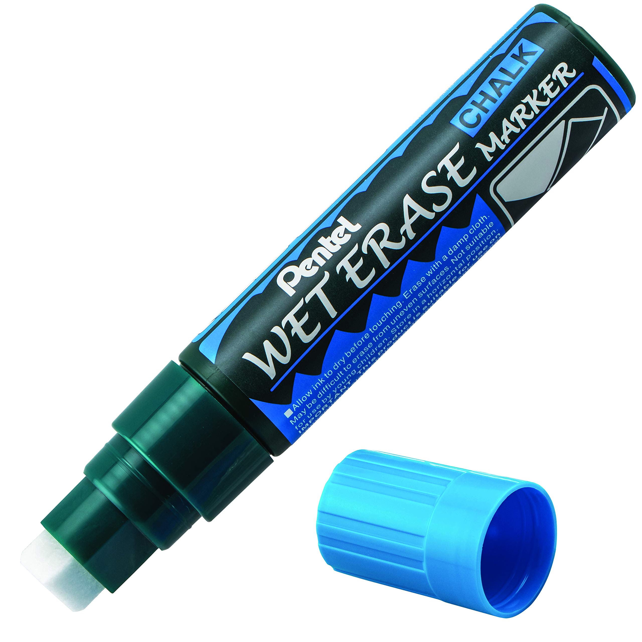 Pentel Arts Marqueur à craie effaçable humide Pointe biseautée Jumbo 12 Pack bleu