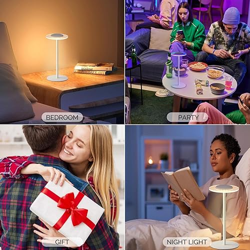 Miniatura 3 de LOFTEK Juego de 2 lámparas de mesa inalámbricas  Lámparas de escritorio portátiles recargables que cambian de color con altura ajustable para