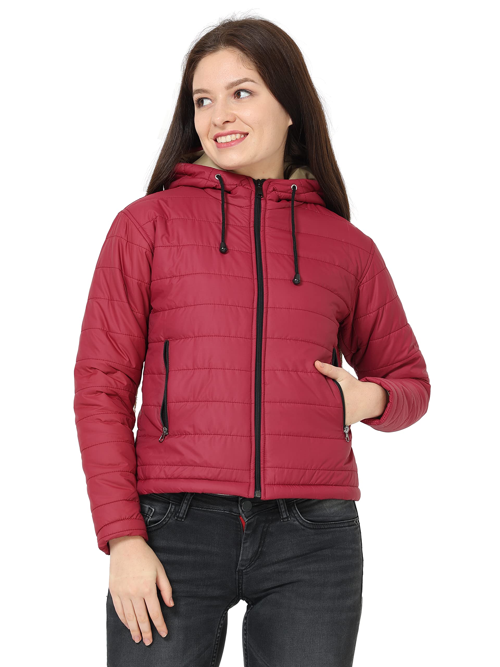 Womens hooded Bomber Jacket Large-image-1