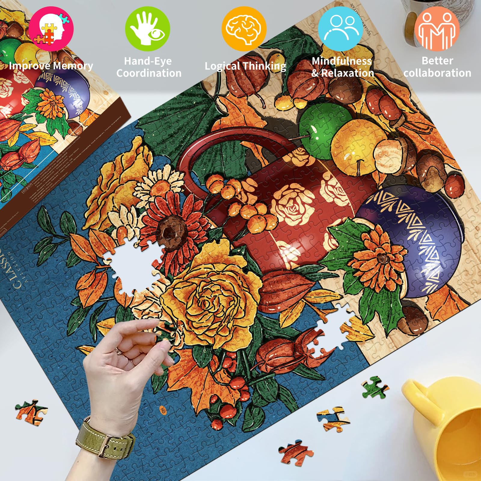 HUADADA 500 Piece Jigsaw Puzzles for Adults -Pinecone- Jigsaws for Adults Family Decoration Jigsaw Puzzle (No partitioned areas on the back) - Image 4