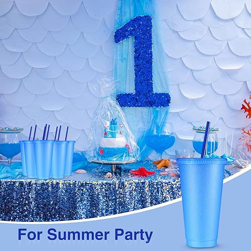 Miniatura 5 de Amyhill 12 vasos reutilizables con purpurina con tapas y pajillas, vaso de plástico de 24 onzas, taza de viaje para café helado, taza de viaje para