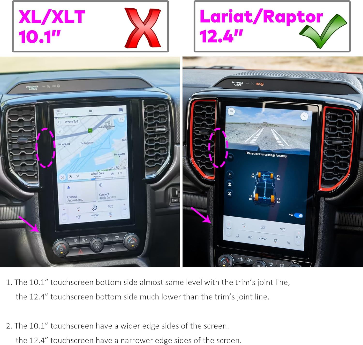 [Anti Glare] Tempered Glass Screen Protector for (2024/2025/2026) Ford Ranger Lariat/Raptor 12.4 Inch Navigation Infotainment Touchscreen [9H] [Anti Fingerprint] (Matte)