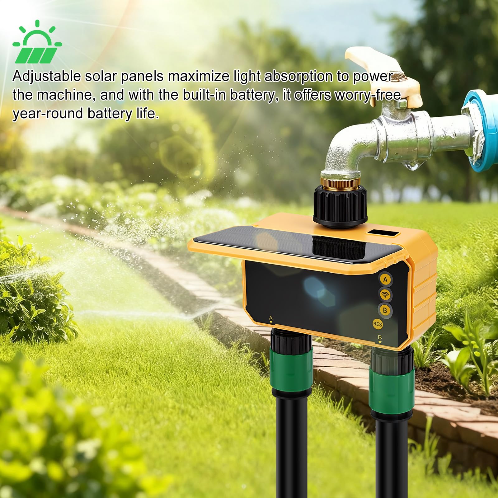 Timer intelligente WiFi, 500 mAh, irrigazione automatica da giardino con controllo app SmartLife, irrigatore manuale per ritardo della pioggia, irrigatore manuale per prato esterno (2 vie)