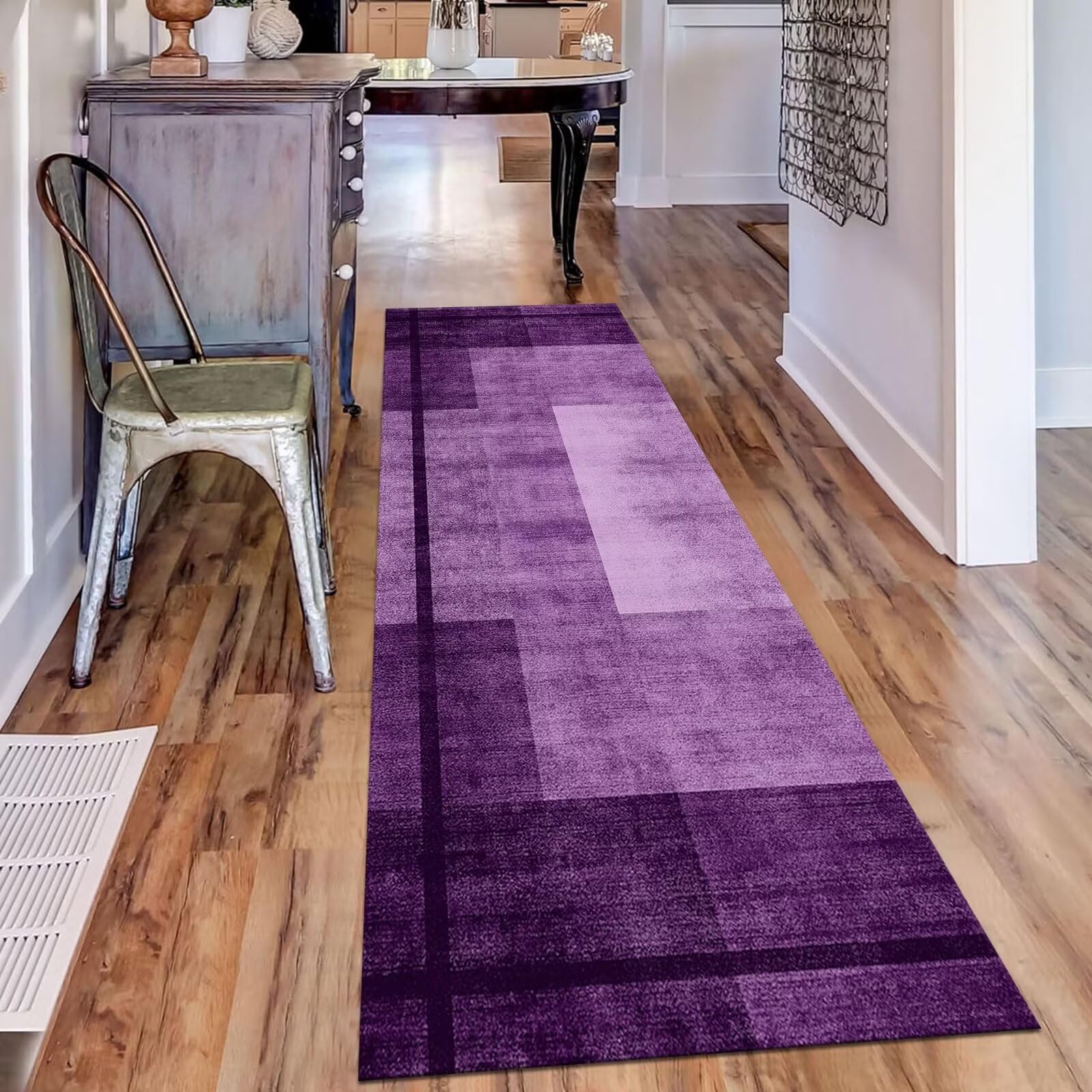 Alfombras de Pasillo Larga Alfombra Cocina Antideslizante Lavable Alfombras de Entrada Interiores Duradero 50X200CM Alfombras Corredor Morado Salón Dormitorio Baño del hogar Alfombrillas