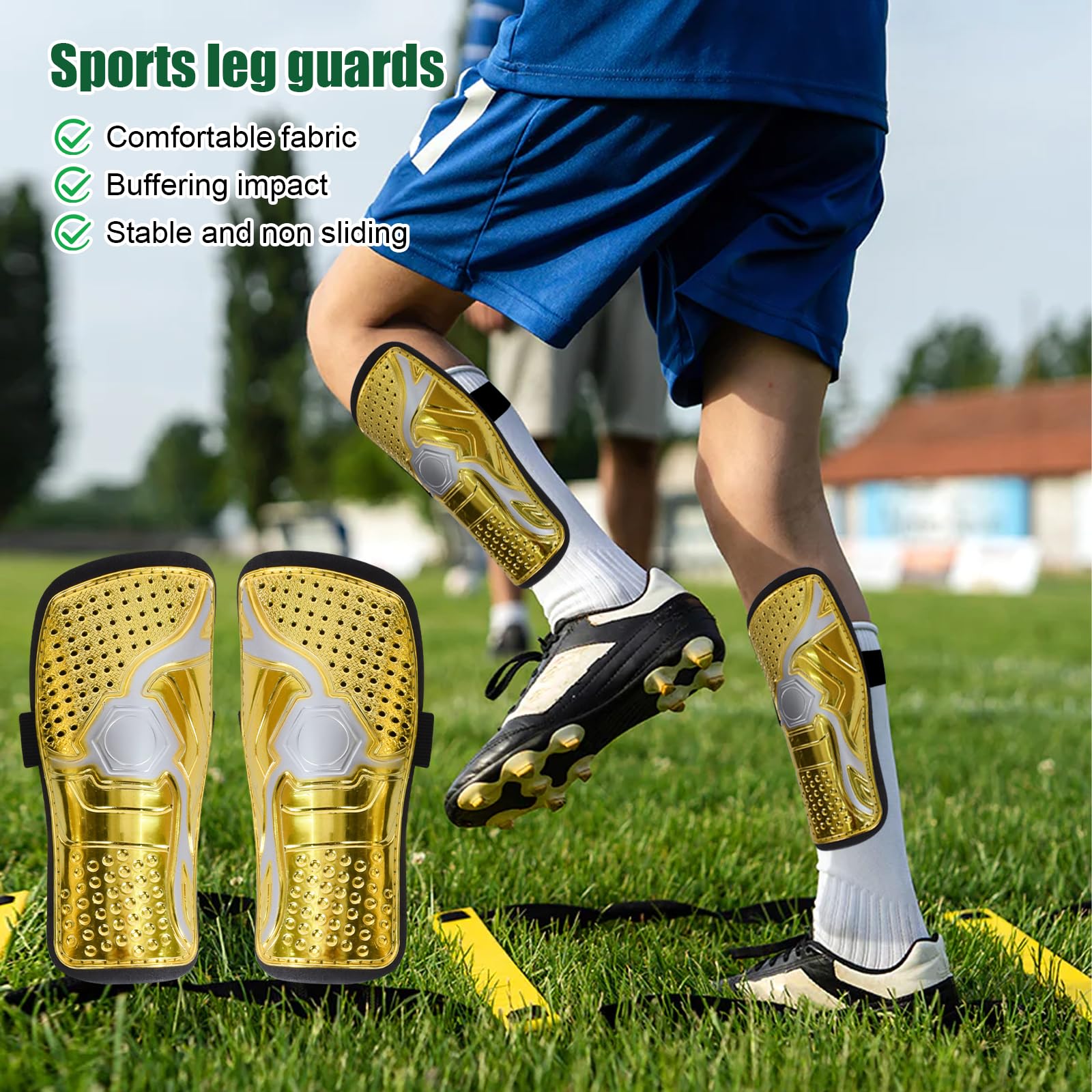 Parastinchi Calcio Per Bambini 10-14 Anni - Leggeri, Con Fascia Di Contenimento | Protezione Per Polpacci E Ginocchia