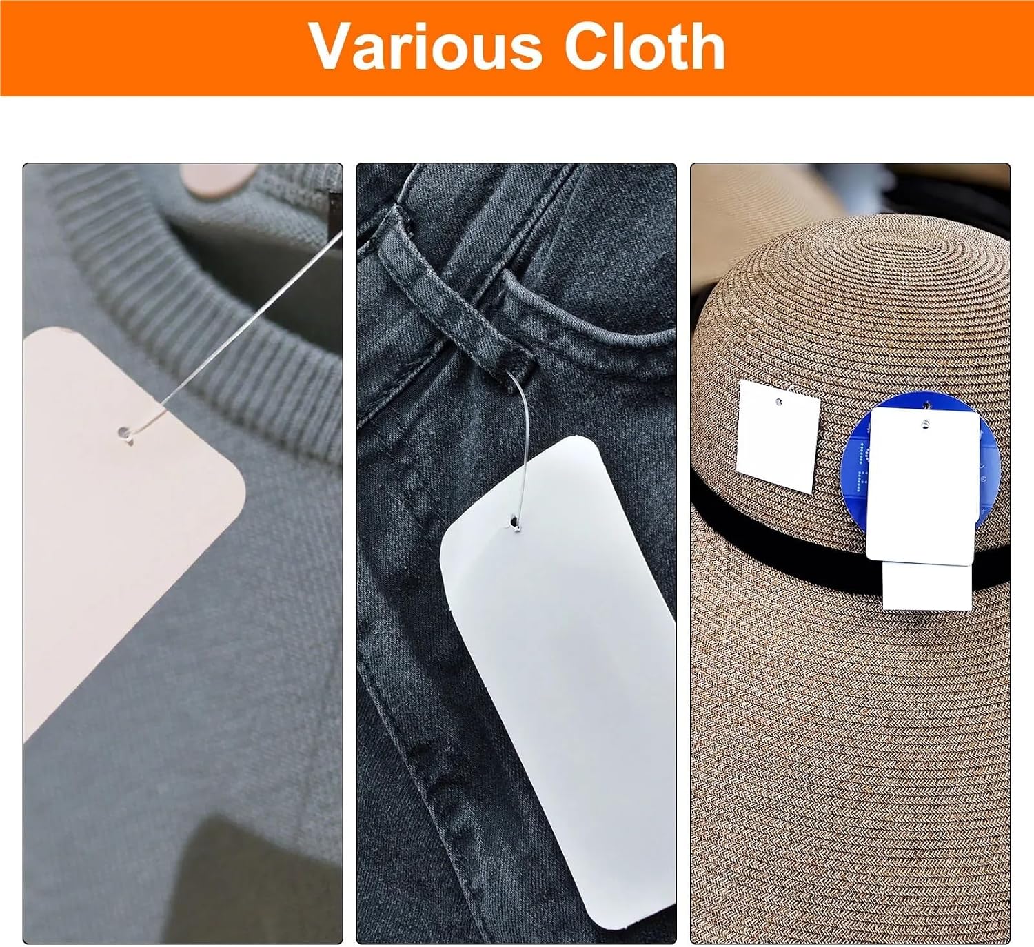 Hang Tag String 1000pcs Cotton Hang Tag String Snap Lock Pins Loop Price Fastener Plastic Tags Ties Fashion Bag Rope(White 3.2 Inch)