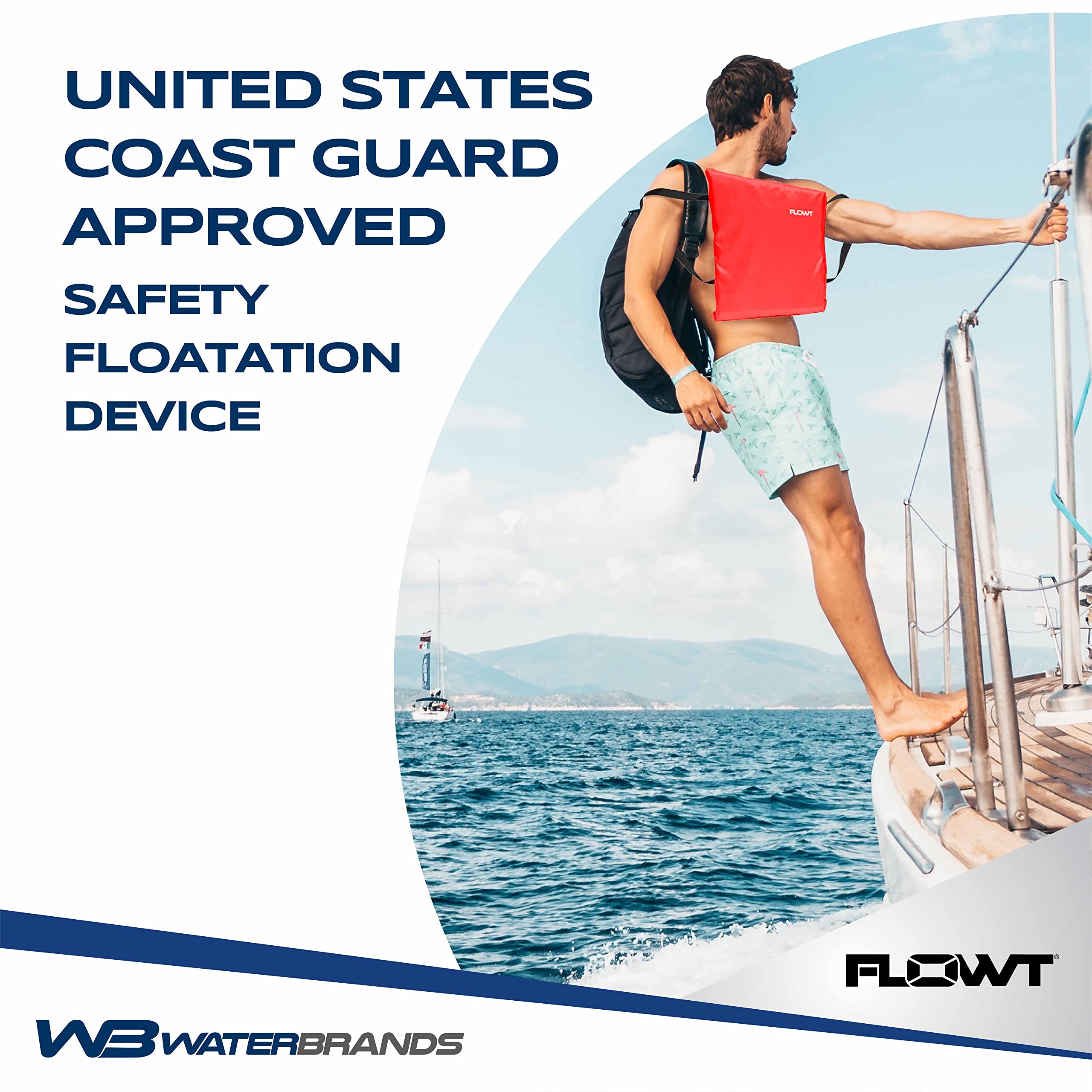 Flowt 40102 - Cojín de espuma de flotación lanzable tipo IV aprobado por la USCG | Cojín para bote | Dispositivo de seguridad para cojín de bote lanzable | 16 x 15 x 2.5 pulgadas (rojo)