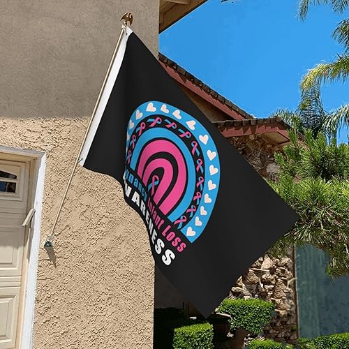 Miniatura 3 de Bandera de 3 x 5 pies para embarazo, concientización sobre la pérdida del bebé, arco iris, de doble cara, grande para pared, dormitorio, sala de