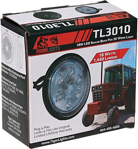 Miniatura 6 de TIGERLIGHTS TL3010 - Luz redonda sellada LED de 18 W, 12 V, 1.5 amperios, compatible conreemplazo para Ford New Holland 2000, 2100, 2110, 2150,