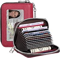 Vista 8 de RUNBOX Cartera para tarjetas de crédito para mujer, tarjetero con cremallera para mujer, bloqueo RFID, cartera con llavero, tamaño compacto