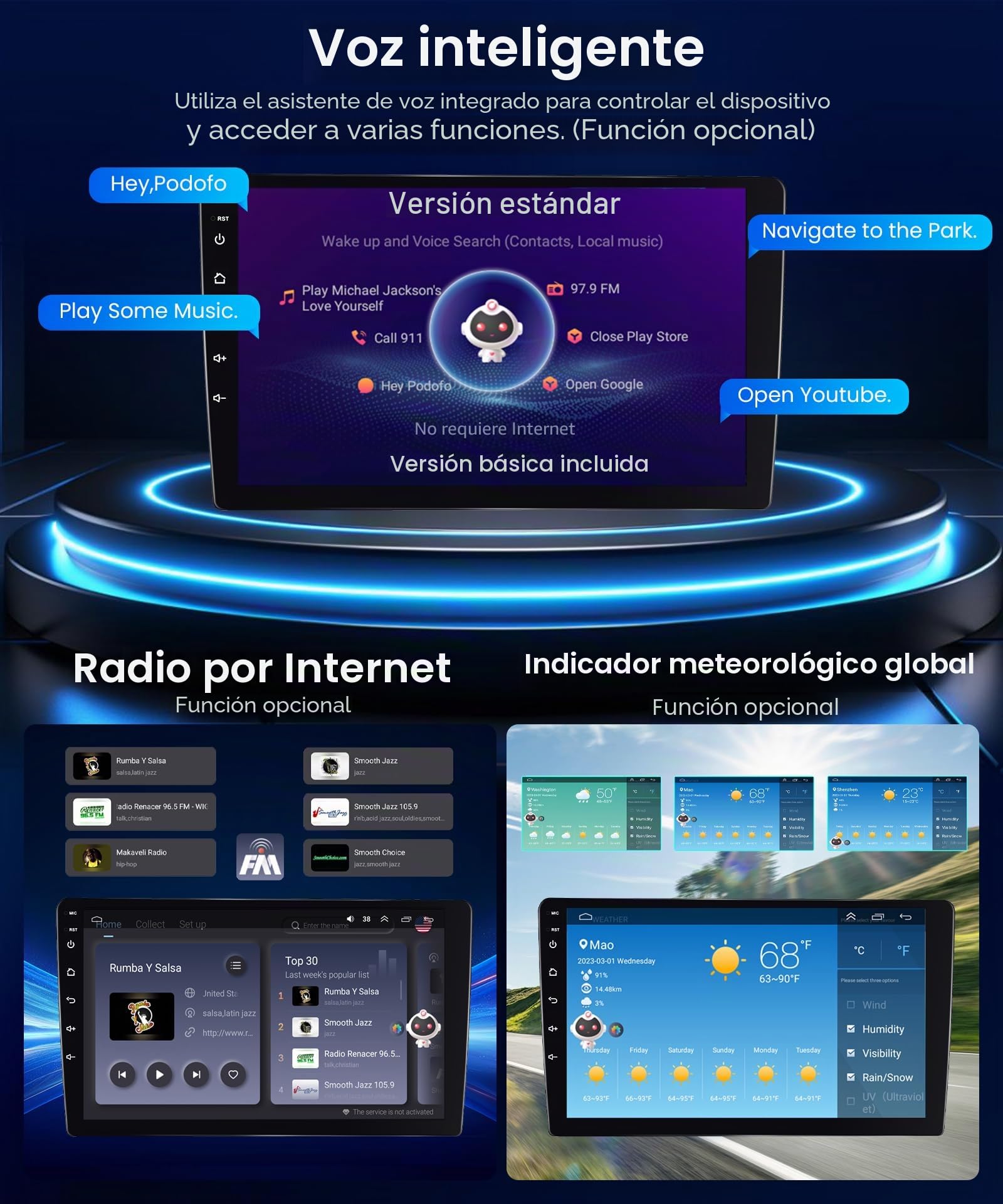 6G+128G 8 Core Wireless Carplay Android 13 Radio de Coche 2 DIN para Mercedes Benz Smart Fortwo 451 2005-2010 9 Pulgadas Radio Coche Android Auto Navi GPS WiFi Bluetooth FM/RDS/DSP EQ Cámara Trasera