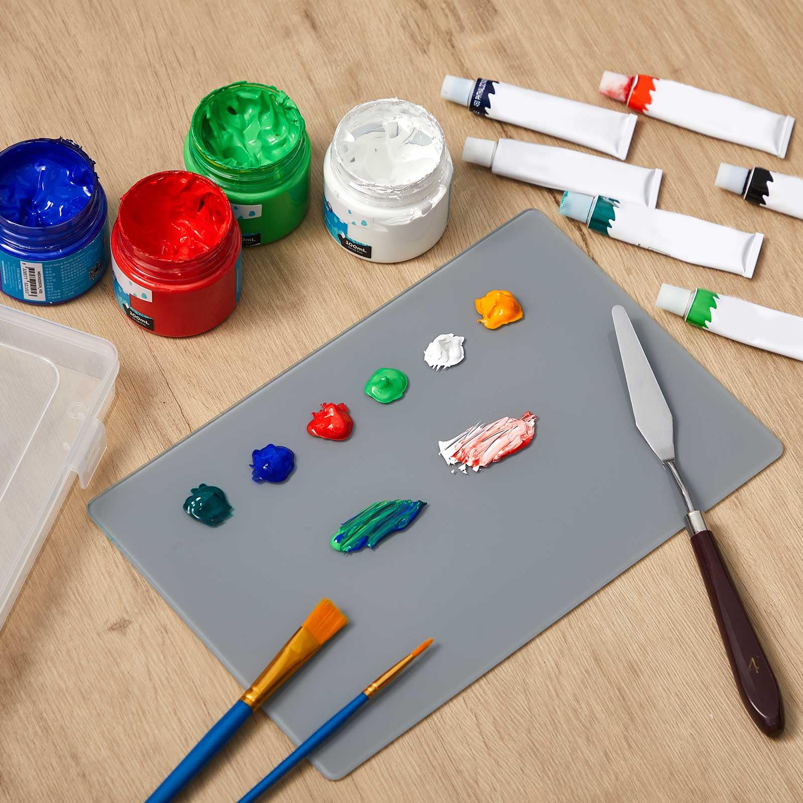 Nuanchu Lot de 2 palettes de peinture sur verre hermétiques - En verre trempé - Joint acrylique - Facile à nettoyer pour artiste - Peinture miniature - Garde la peinture fraîche - Résistante aux