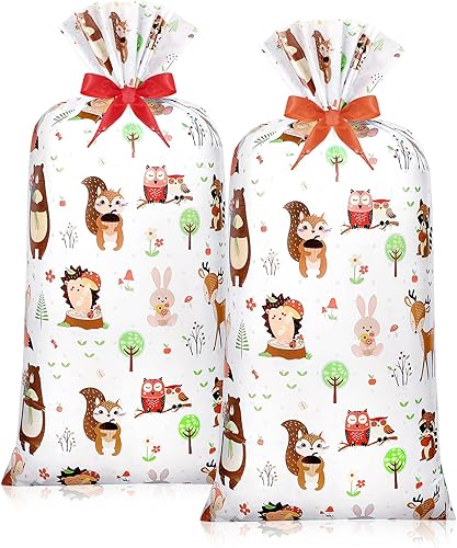 Teling 2 bolsas de regalo extragrandes de 70 x 40 pulgadas para regalos gigantes, bolsa de plástico extra grande para regalos enormes con 2 rollos