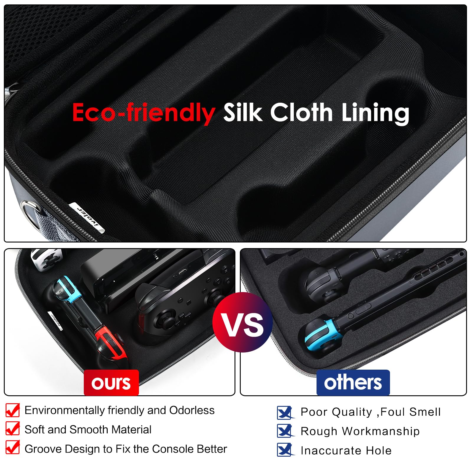 ivoler Funda de almacenamiento para Nintendo Switch/para Switch OLED modelo (2021), bolsa de mensajero rígida protectora portátil de viaje, forro suave, 18 juegos para Switch Console Pro Controller