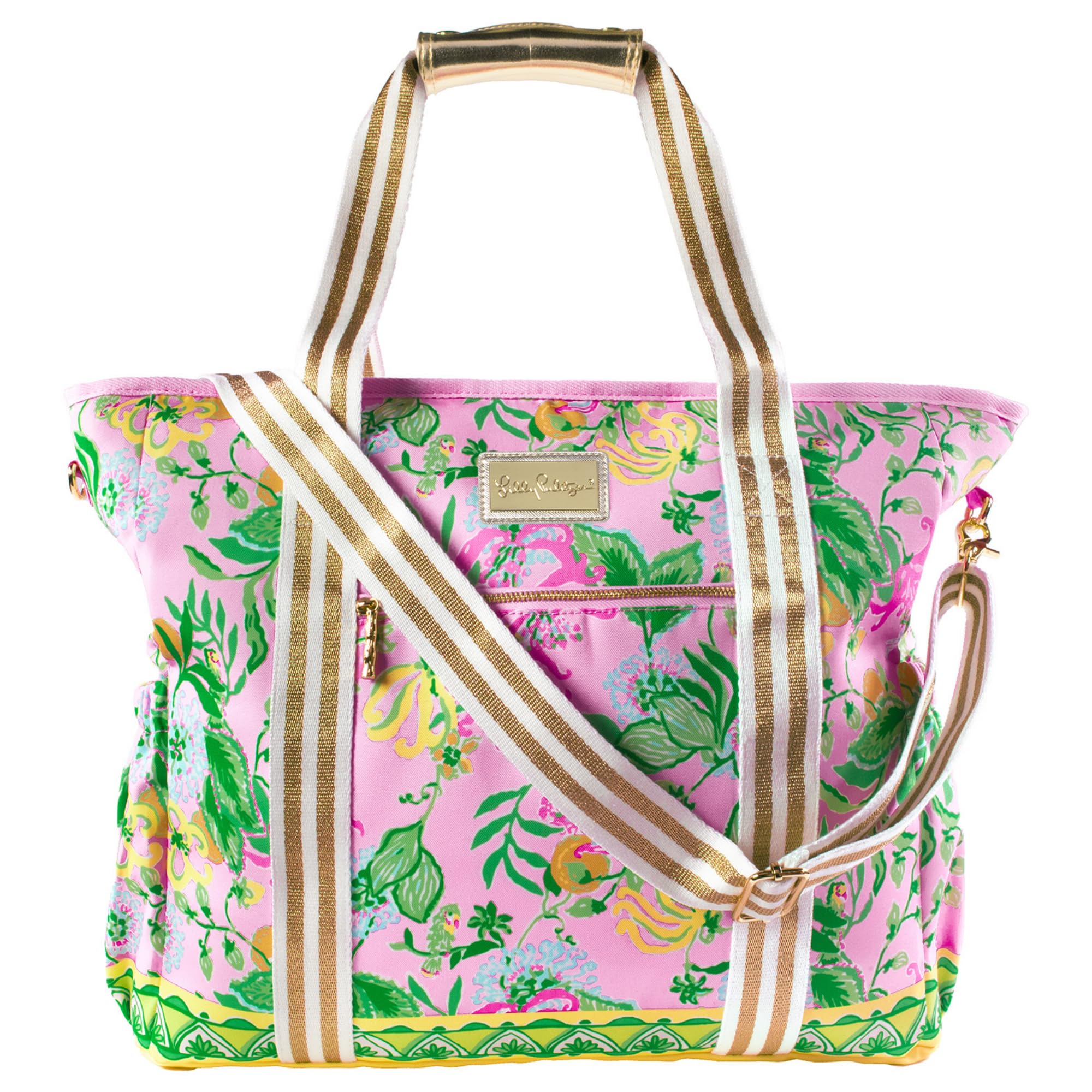 Lilly Pulitzer Beach and Picnic Cooler, Insulated Bag with Adjustable Shoulder Strap and Zipper, Large Soft Cooler