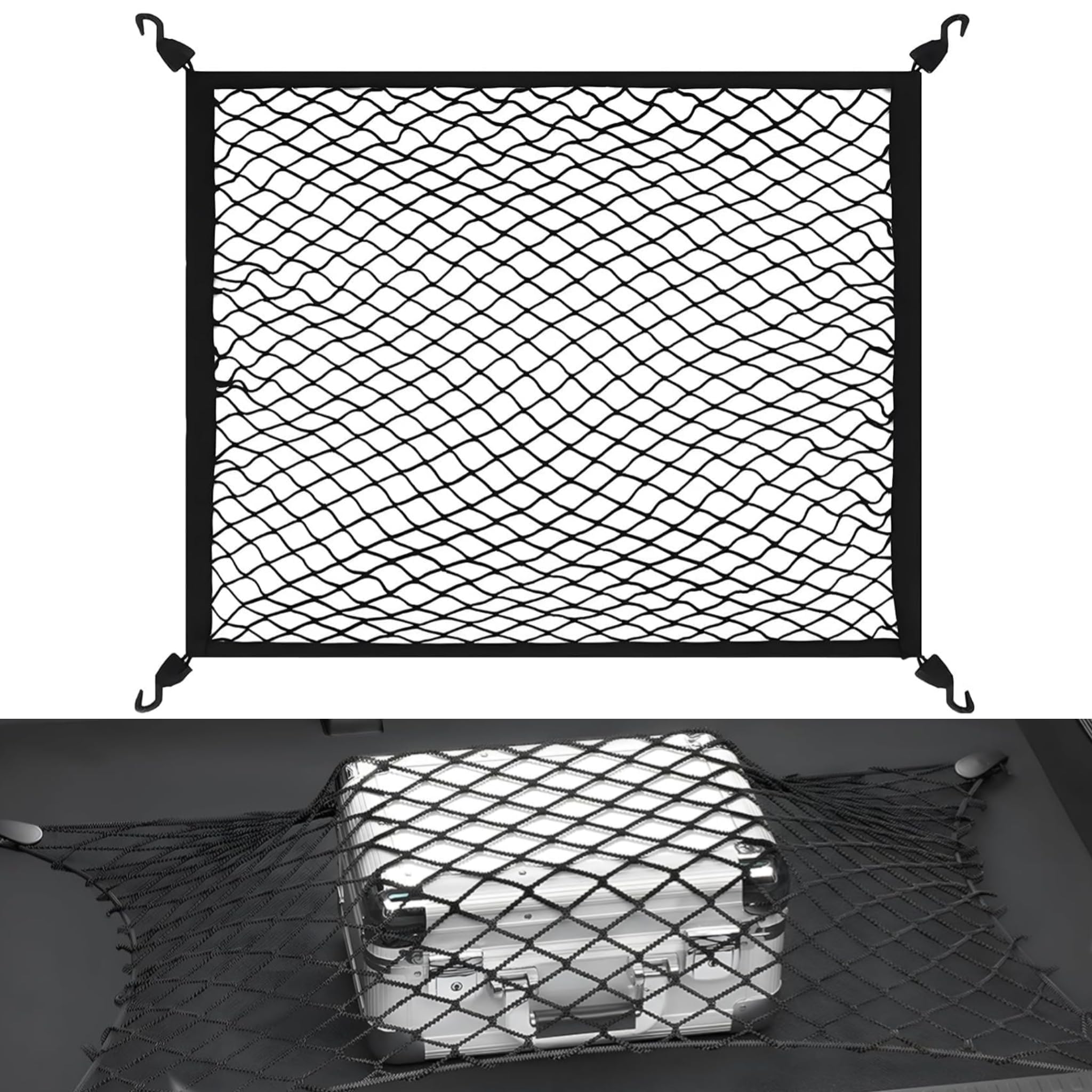 RXATTWVLY Car Boot Net for BMW Série 5 E28 E34 E39 E60 E61 E24 E63 E64,Adjustable Elastic Car Boot Mesh,Trunk Storage Cargo Network Load Securing Net Secure Transport with Anti-Slip Design