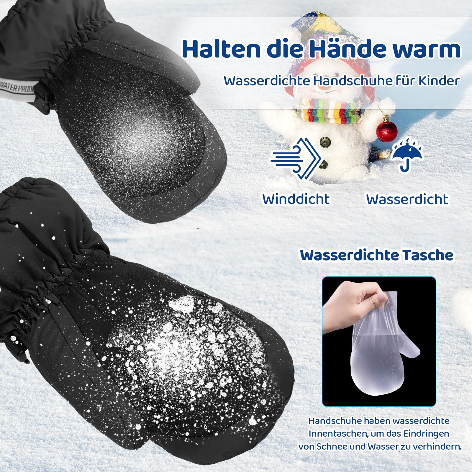 Enfants Gants de Ski Gants d'hiver imperméables et Coupe-Vent Gants de Sport Chauds Gants de Snowboard pour Sports de Plein air en Hiver Gants de vélo Gants Chauds pour 2-7 Ans