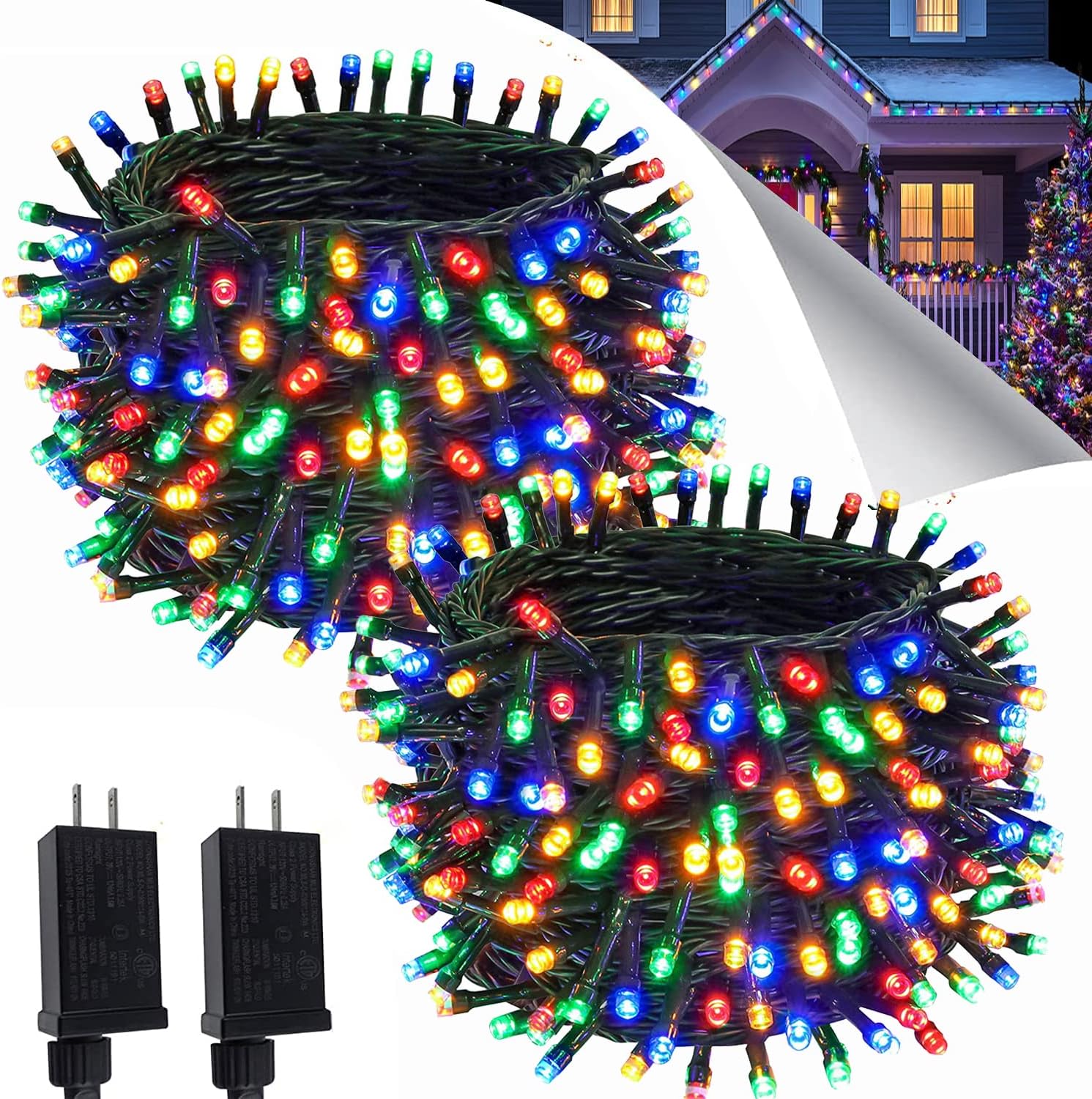 OZS 2PACK 164ft 400LED Extendable Color Changing Christmas String Lights Indoor