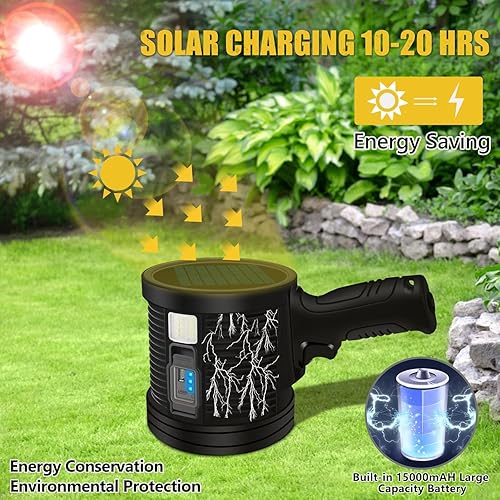 Miniatura 3 de Foco de 1000000 lúmenes, 6 modos LED recargable linterna como se ve en la televisión con trípode, 3 filtros de color, luces solares superbrillantes