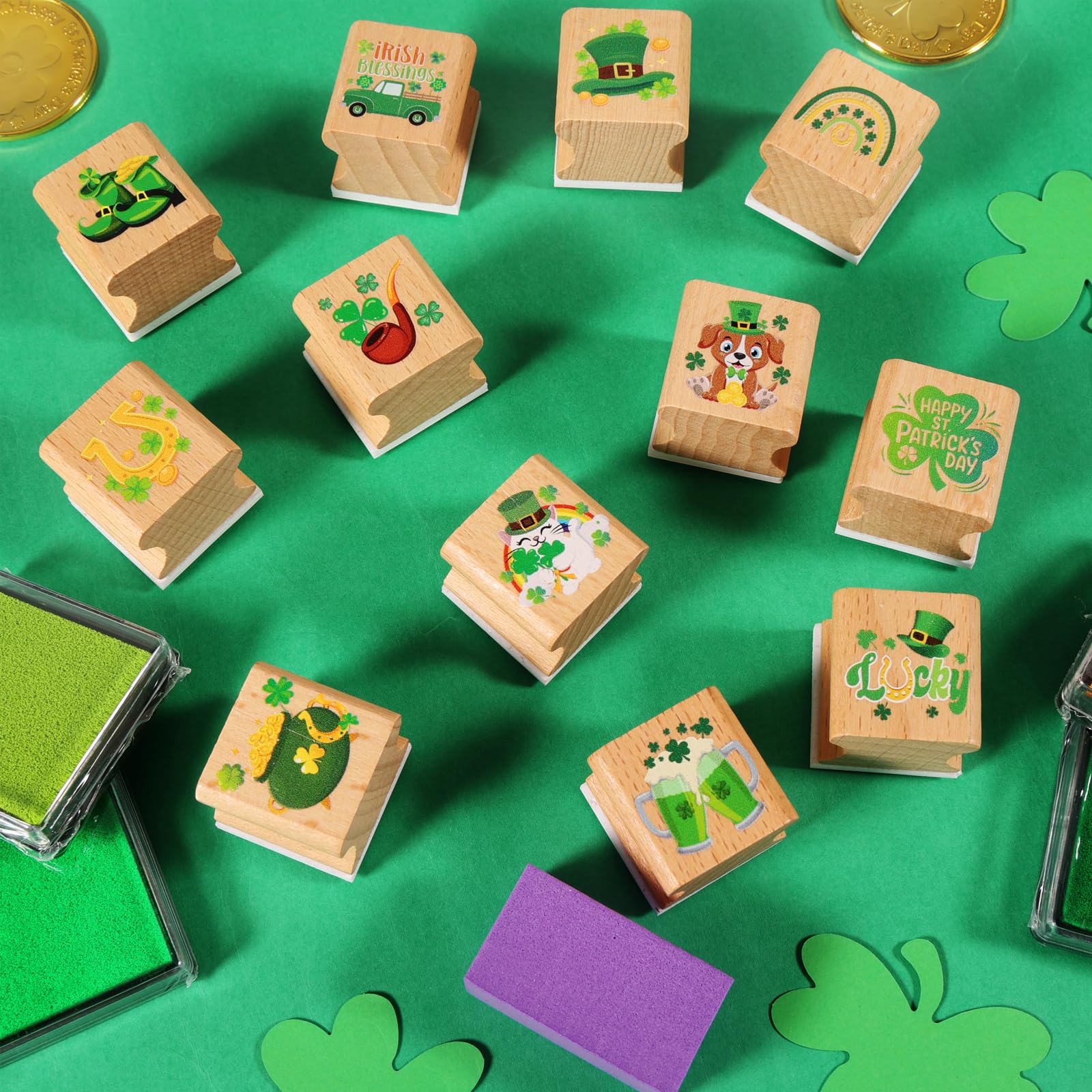 DPKOW Shamrock Stamps St. Patrick's Day Kids Crafting Party Favour - Image 3