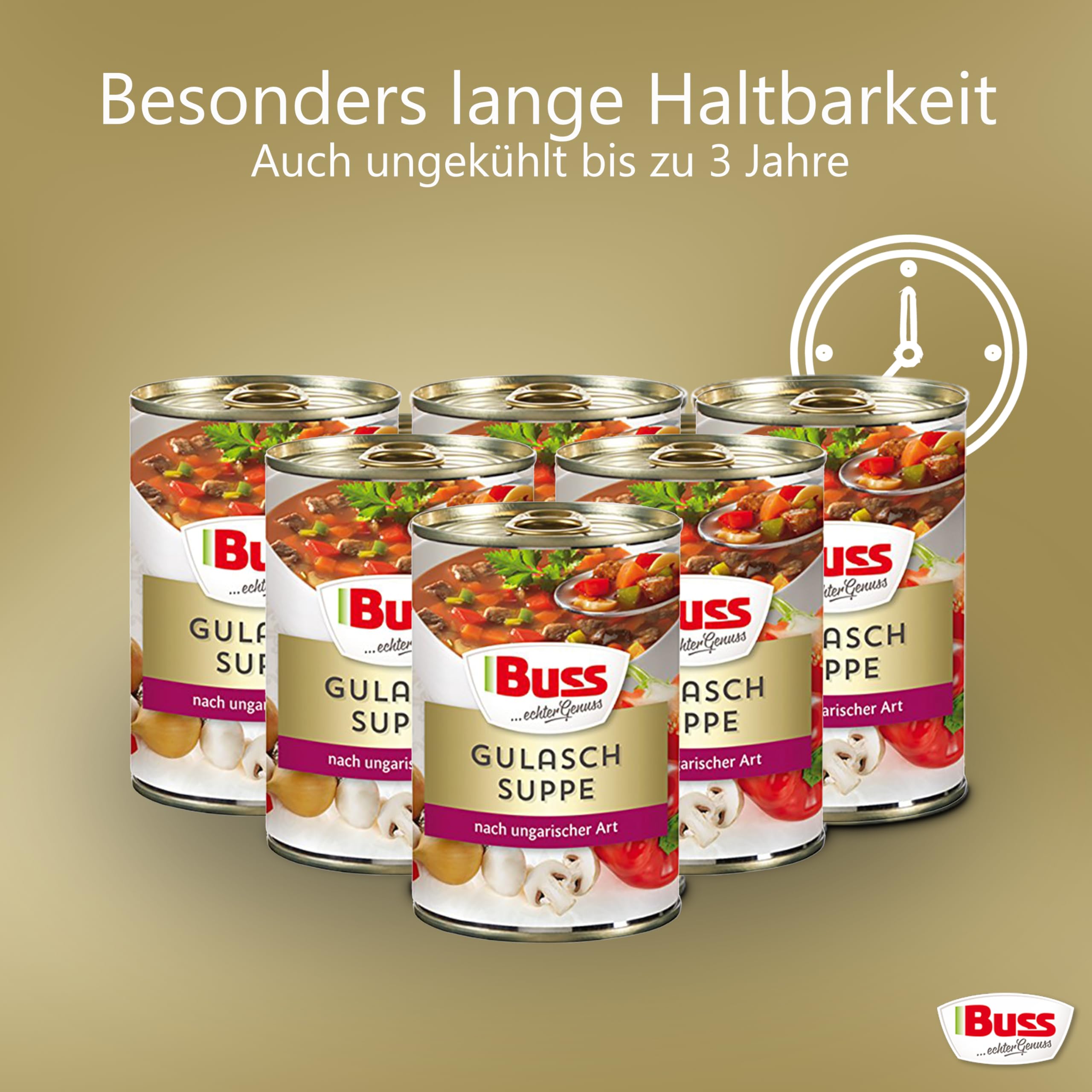 Buss Klassische Suppen - Herzhafte Gulaschsuppe mit Rindergulasch, 12x400g