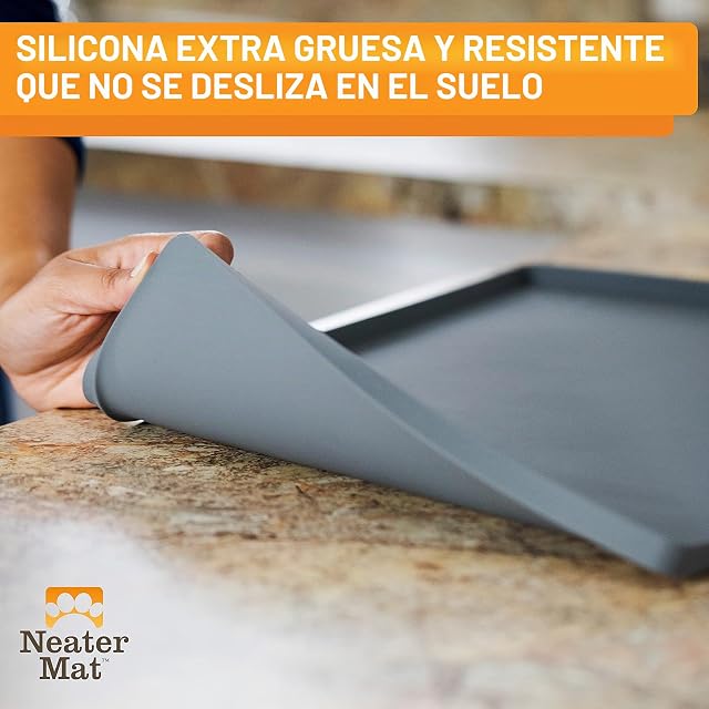 Foto 4 de 8 de Neater Pet Brands Neater Mat - Tapete de Silicona Impermeable para Cuencos para Mascotas, Protege los Suelos…