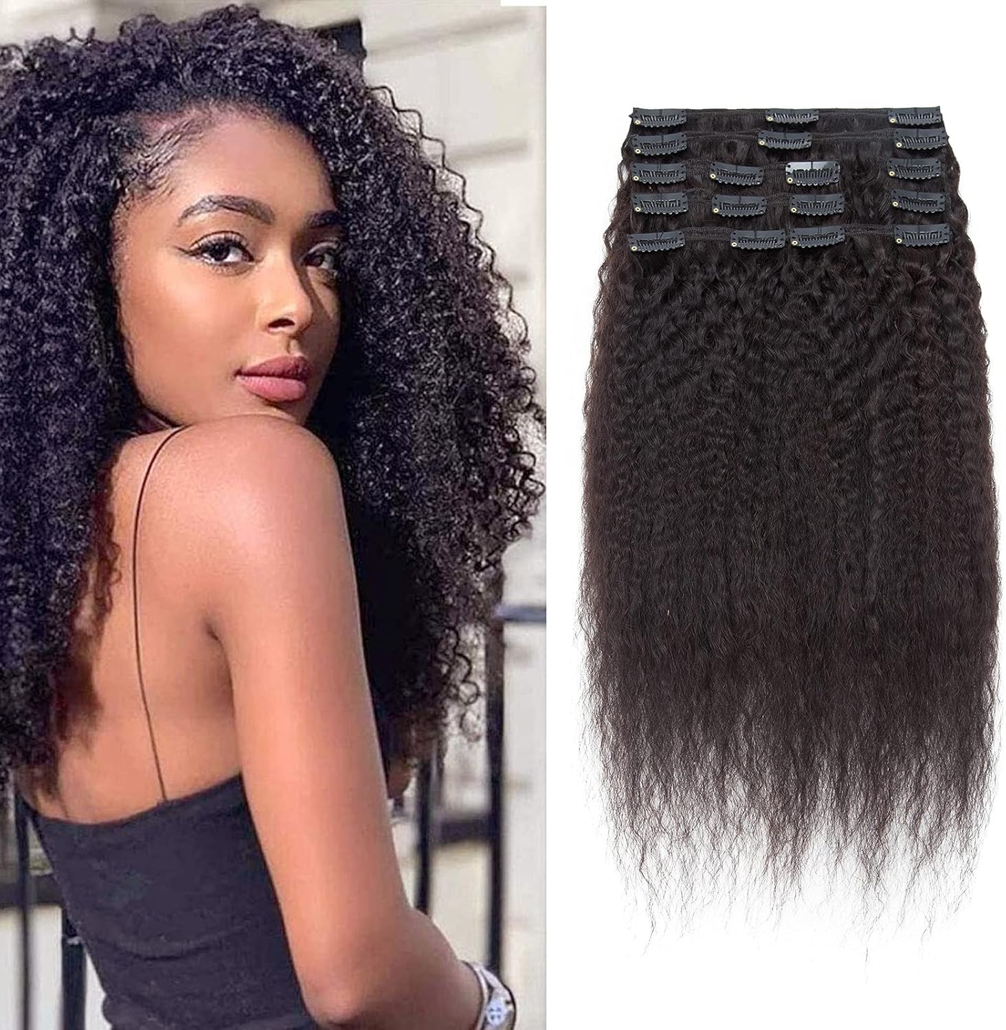 50CM Rajout Cheveux Epais Extension A Clip Cheveux Naturel 8 Piece 18
