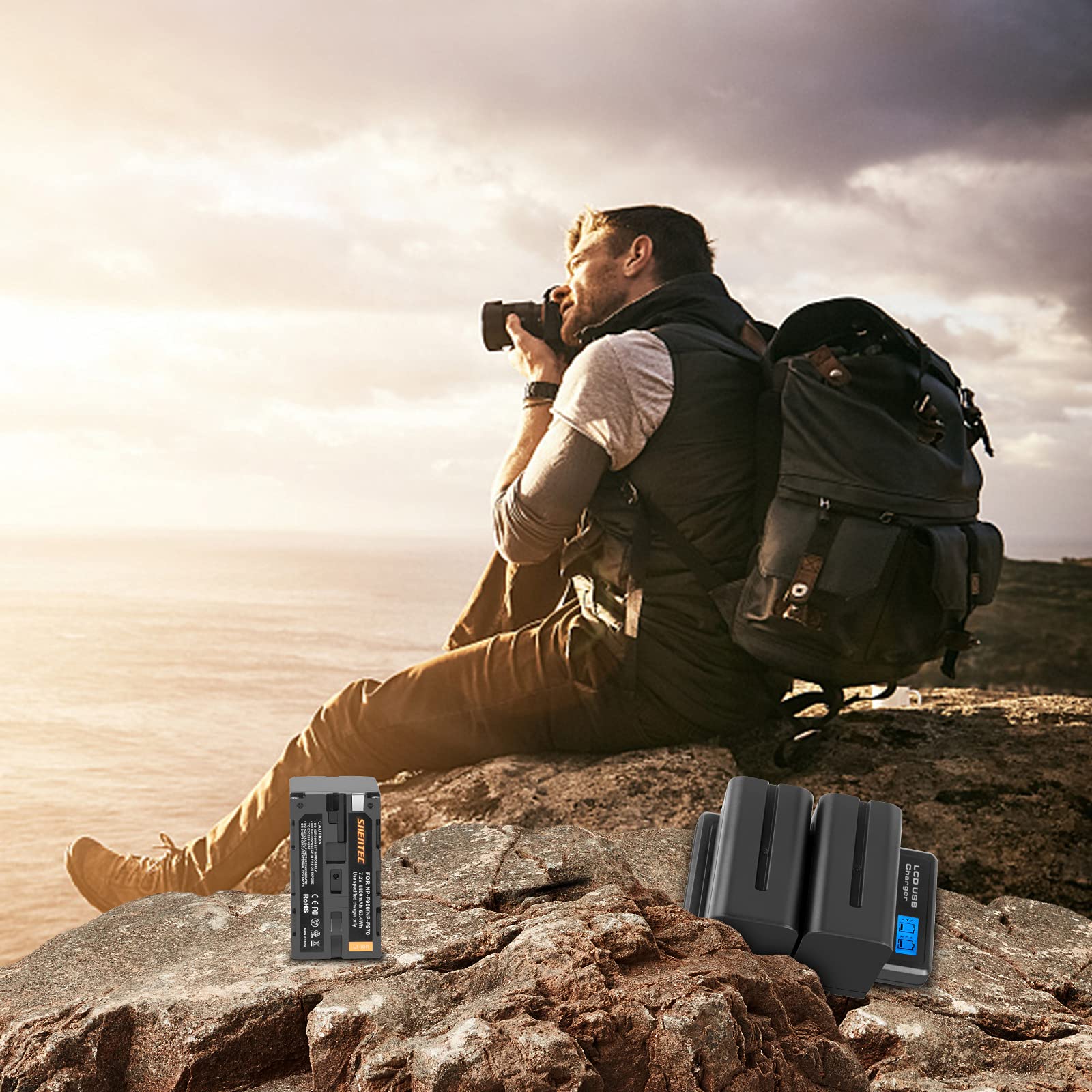 2X Shentec 8800mAh NP-F970 pour Batterie Sony NP-F970 NP-F960 NP-F930 NP-F950 DCR-VX2100 DSR-PD150 DSR-PD170 FDR-AX1 HDR-AX2000 HDR-FX1 HDR-FX1 HDR-FX7 HDR-FX1000 HVL- LBPB