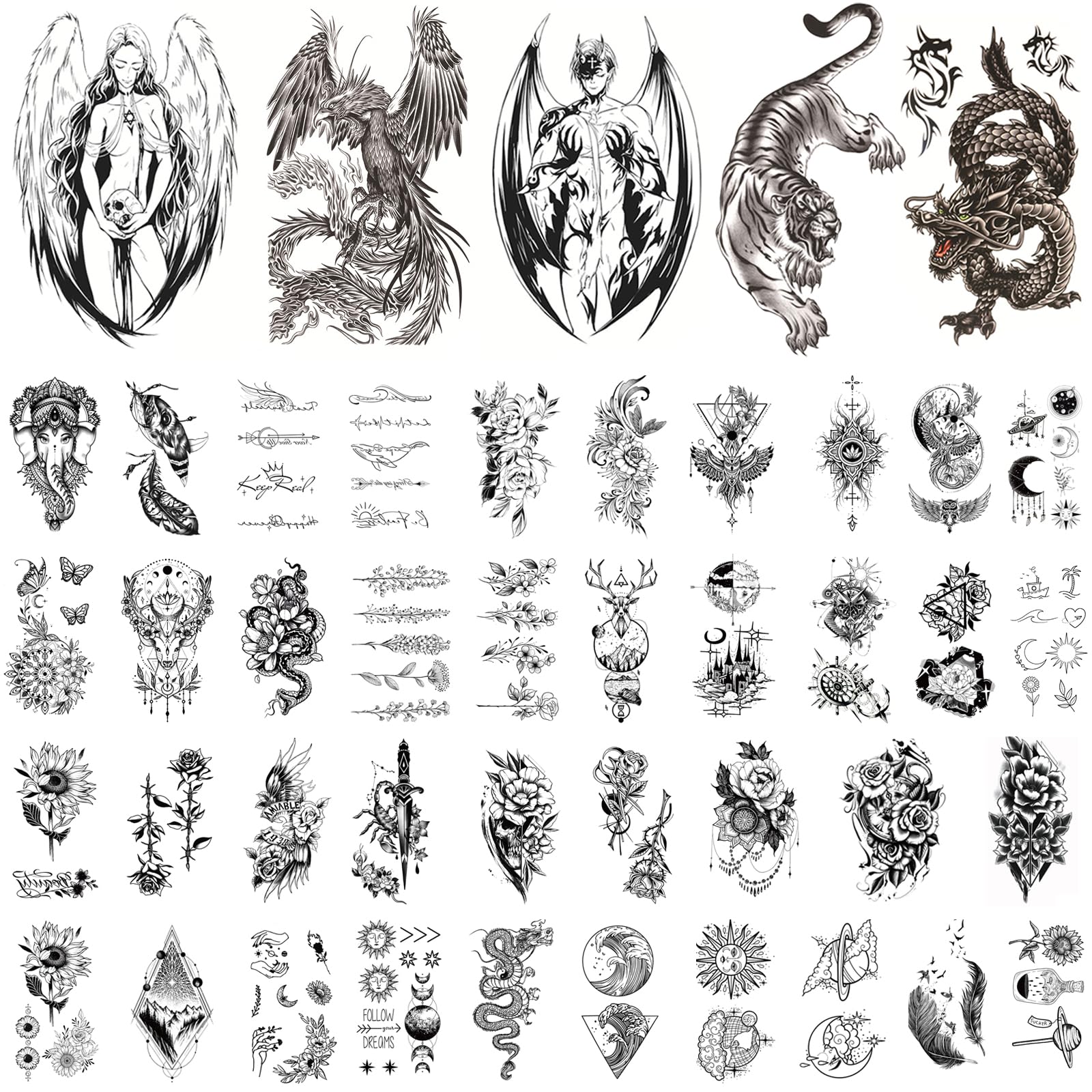 tecokart TecoKart® 44 Sheets Temporary Tattoo Stickers for Men and Women – Waterproof, Realistic Semi-Permanent Tattoos for Hand, Chest, Arms, and More – Forearm Tattoos, Armband Tattoo, Mehndi Stickers for Hands Arabic-picture-13
