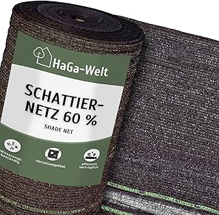 HaGa Schattiernetz 3m Breite mit 60% Schattierwirkung in braun – Hitzeschutz & Sonnenschutz für Pflanzen – Balkon Sichtschutz & Terrassen Sonnensegel – Wetterfest & Temperaturbeständig (Meterware)