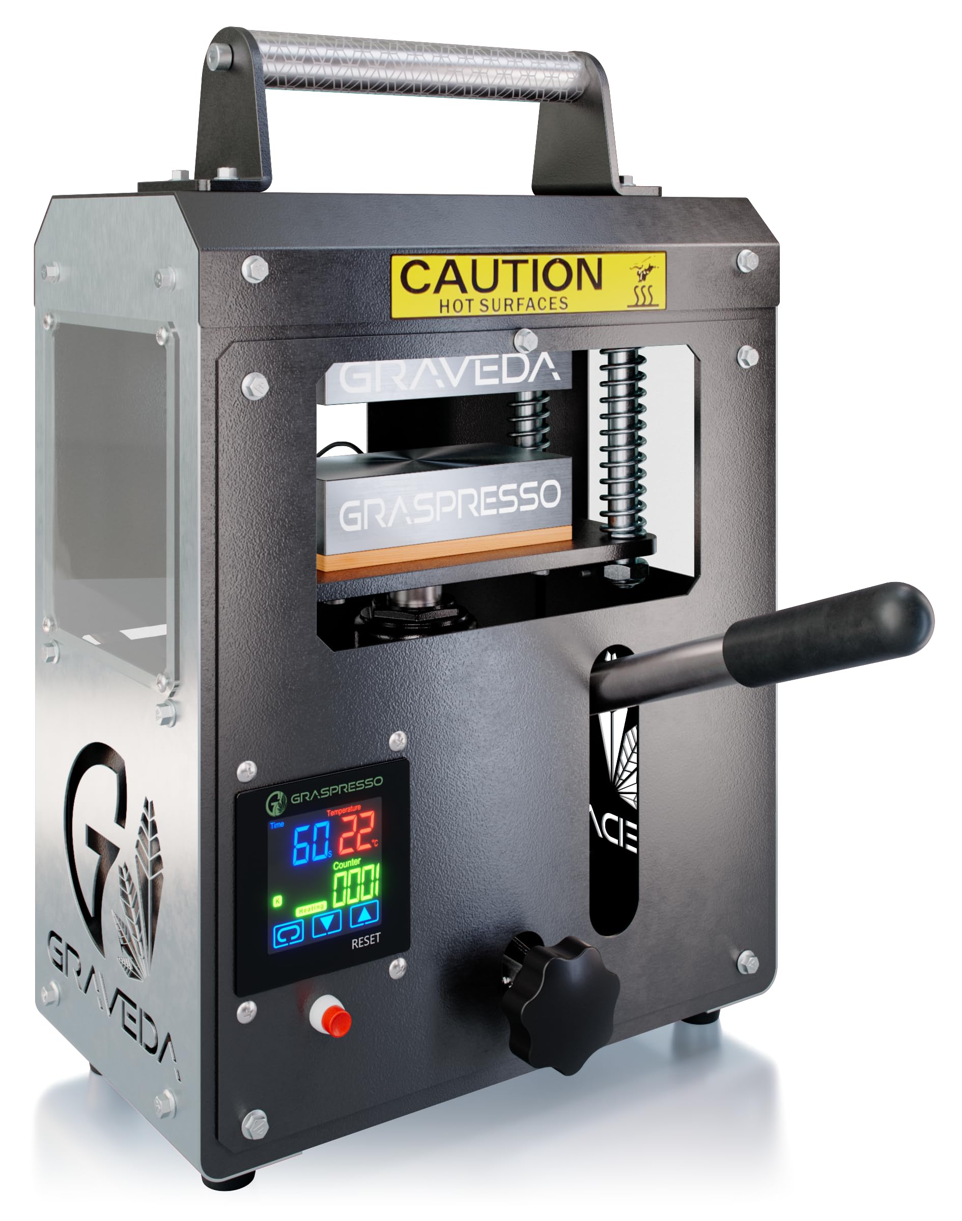 Graspresso - 5T Rosin Press mit 5 Tonnen Hydraulik Zylinder - Kolophonium Presse, 12 x 6 cm Platten